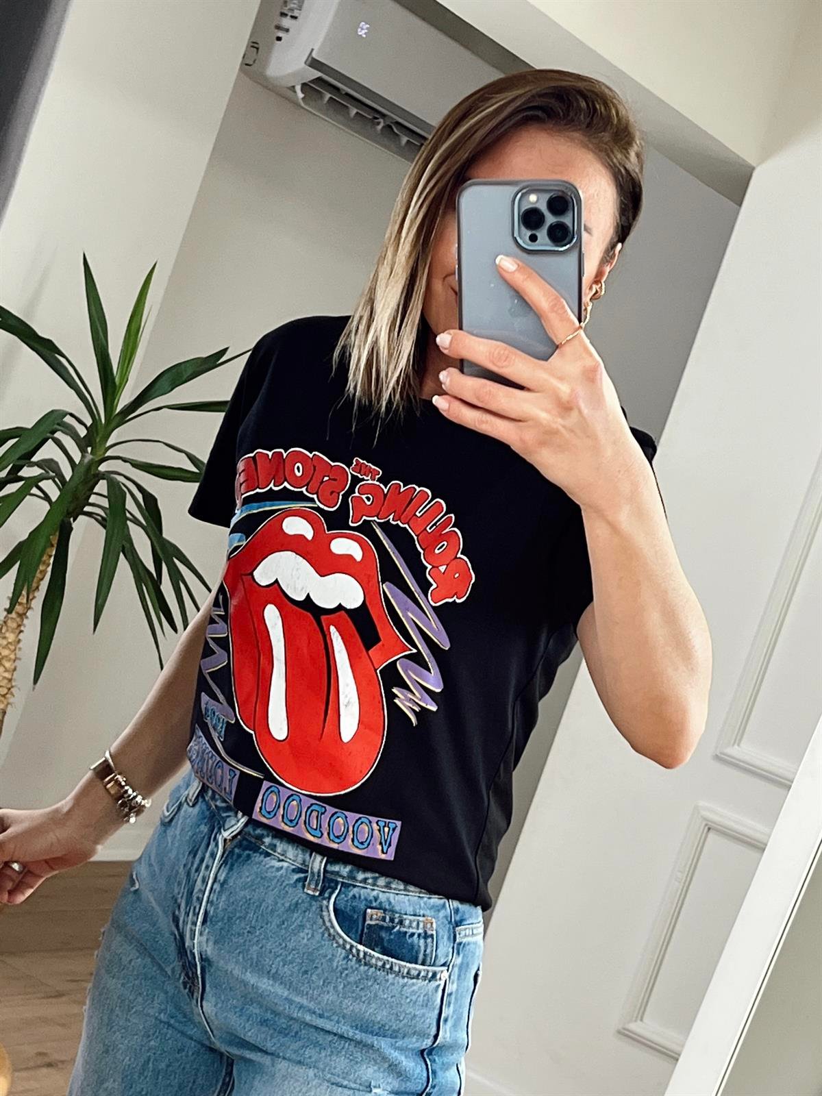 ROLLİNG STONES BASKILI TSHİRT SİYAH