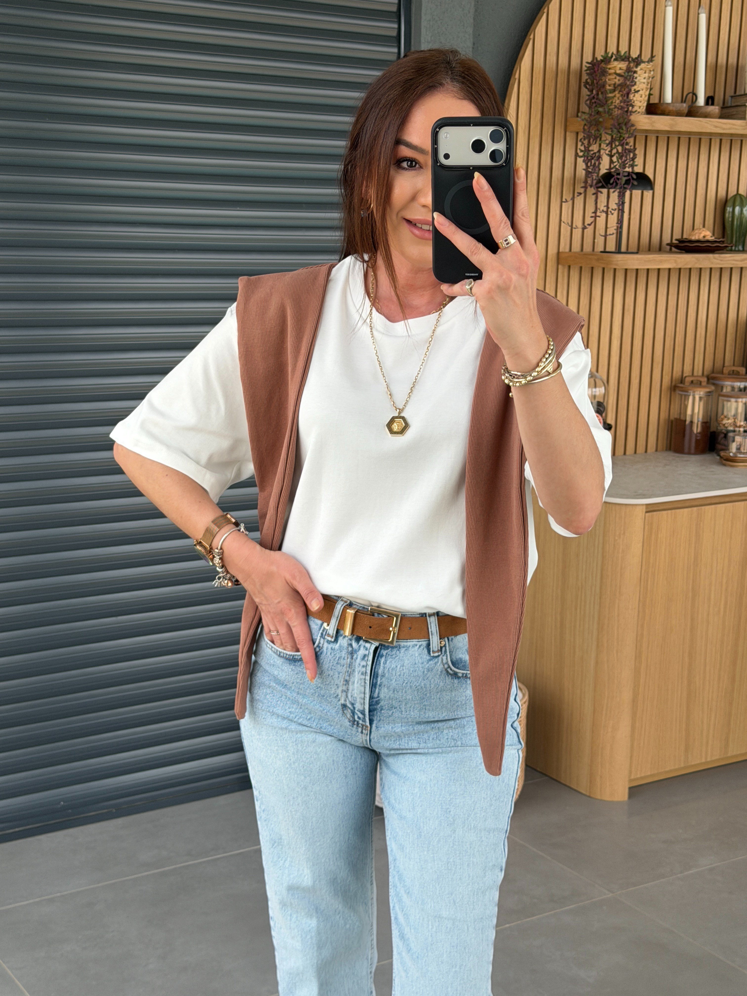 Şal Bağlamalı Tshirt KAHVE