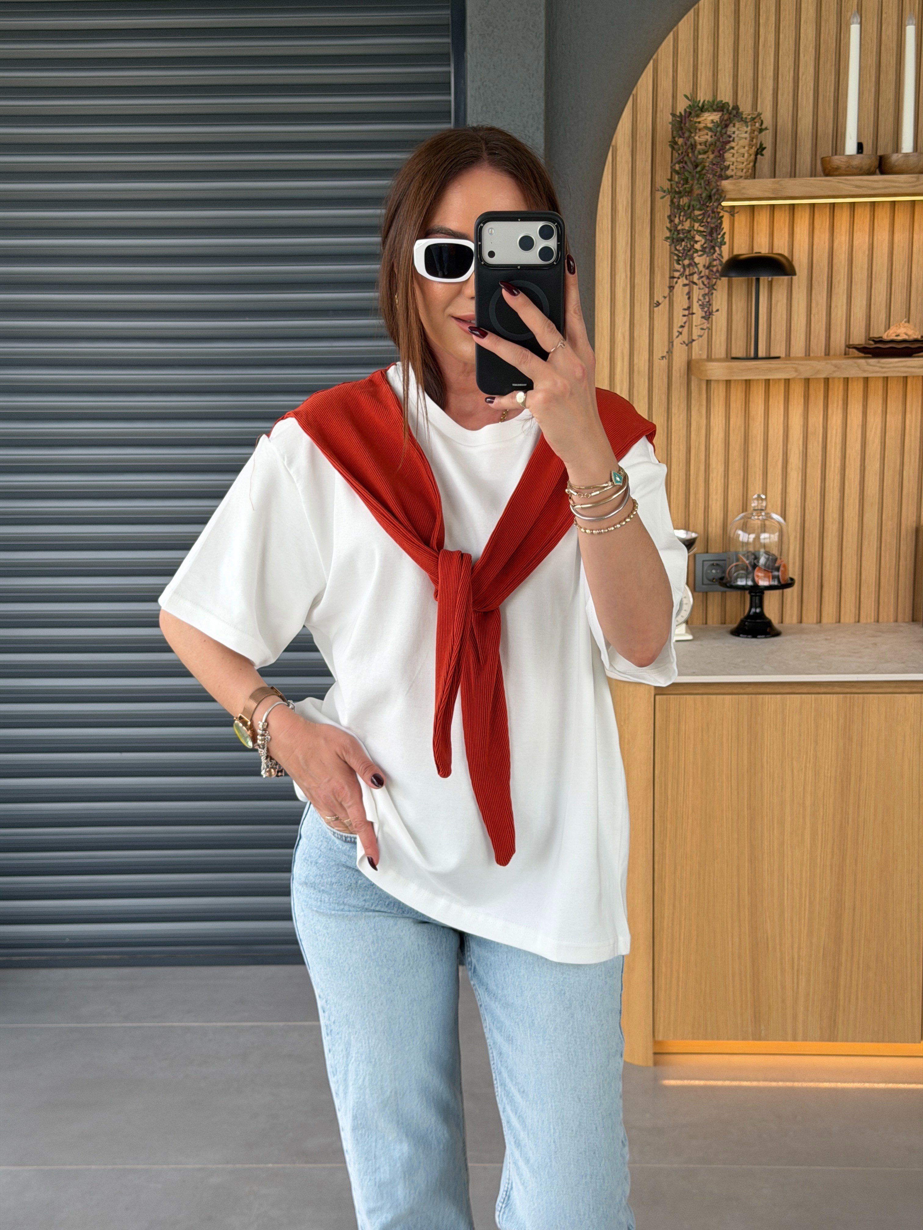 Şal Bağlamalı Tshirt KİREMİT