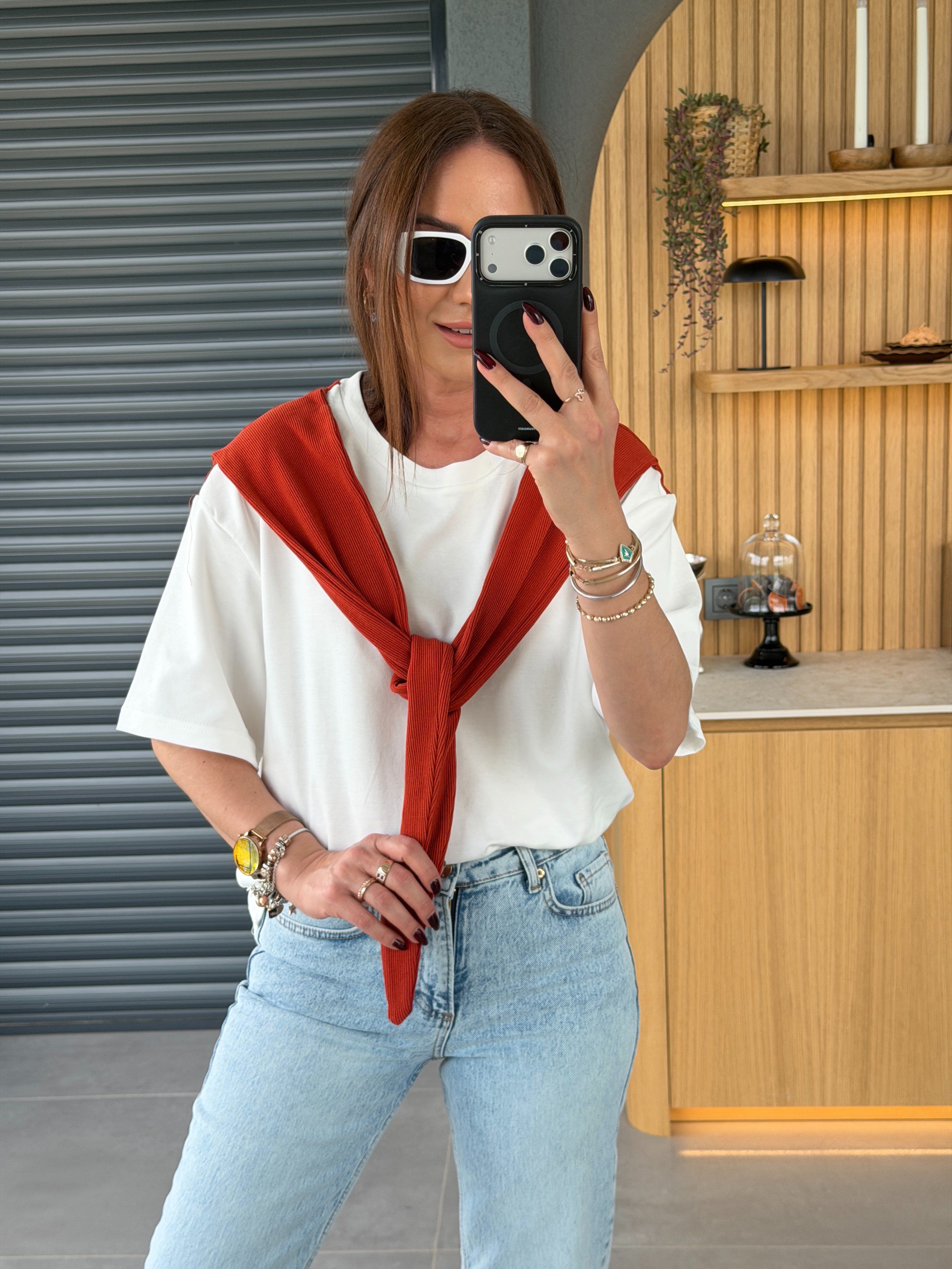 Şal Bağlamalı Tshirt KİREMİT