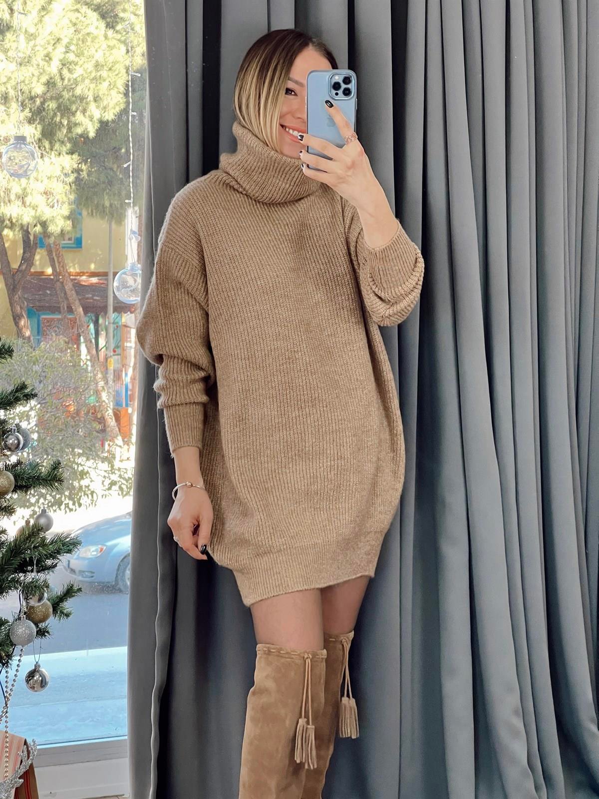 SELANİK BALIKÇI YAKA KAZAK CAMEL