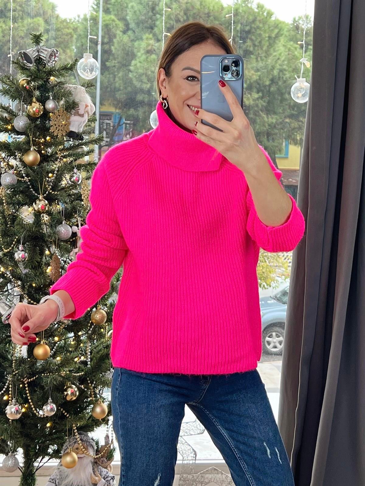 SELANİK ÖRGÜ KAZAK PEMBE