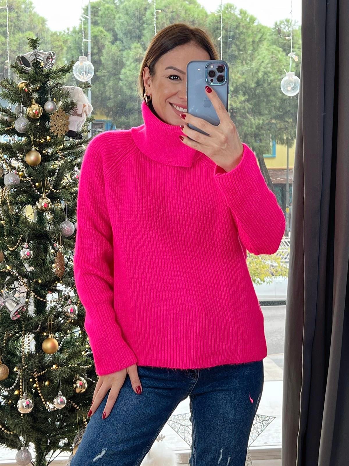 SELANİK ÖRGÜ KAZAK PEMBE