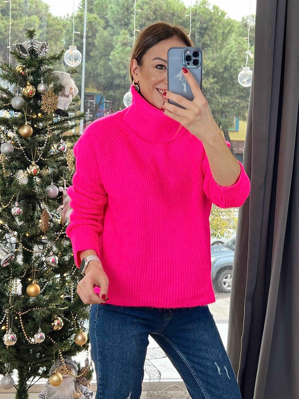 SELANİK ÖRGÜ KAZAK PEMBE