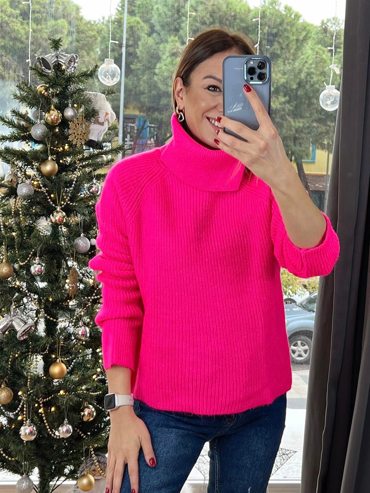 SELANİK ÖRGÜ KAZAK PEMBE