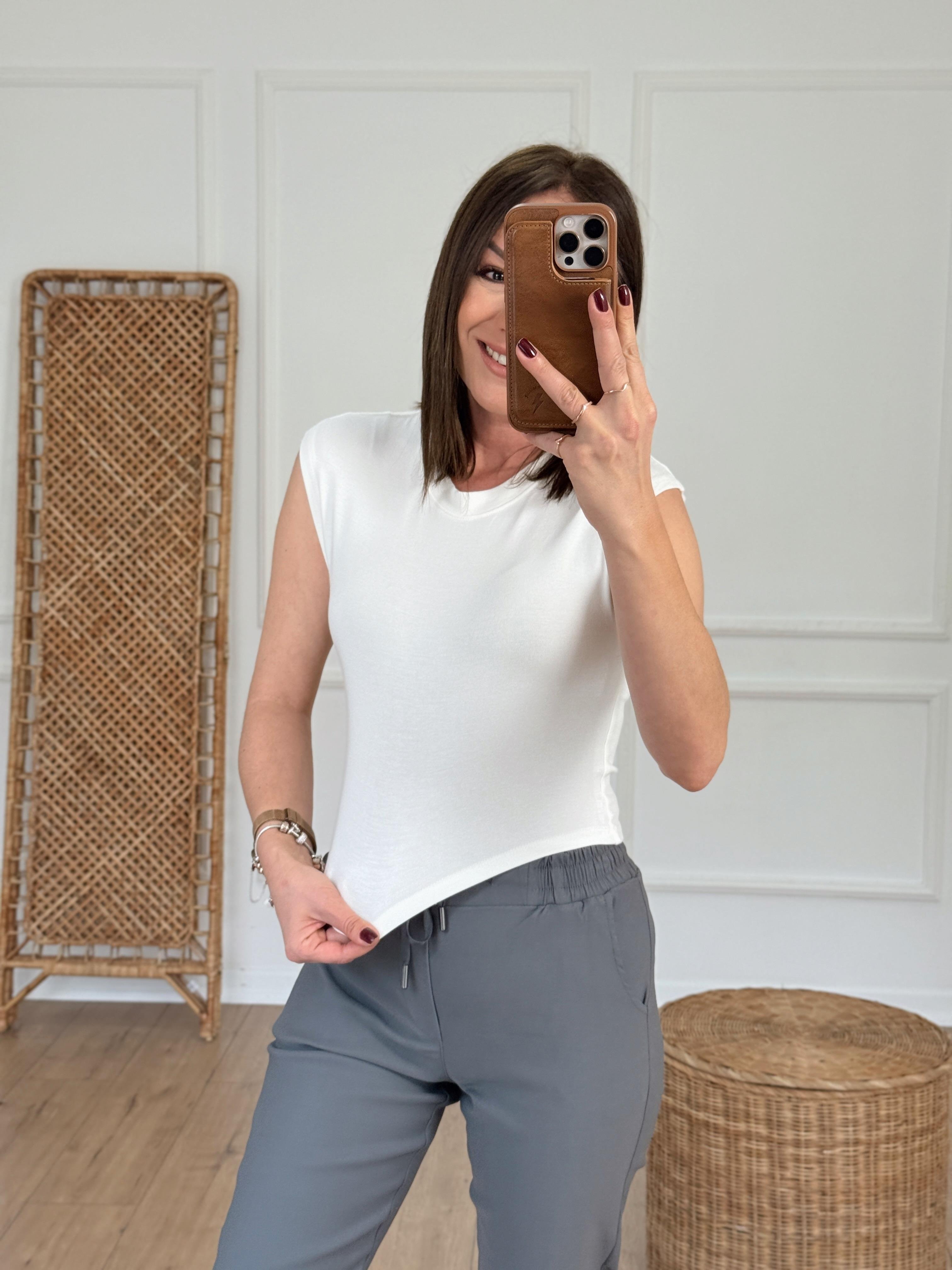 Sleeveless T-Shirt Ecru