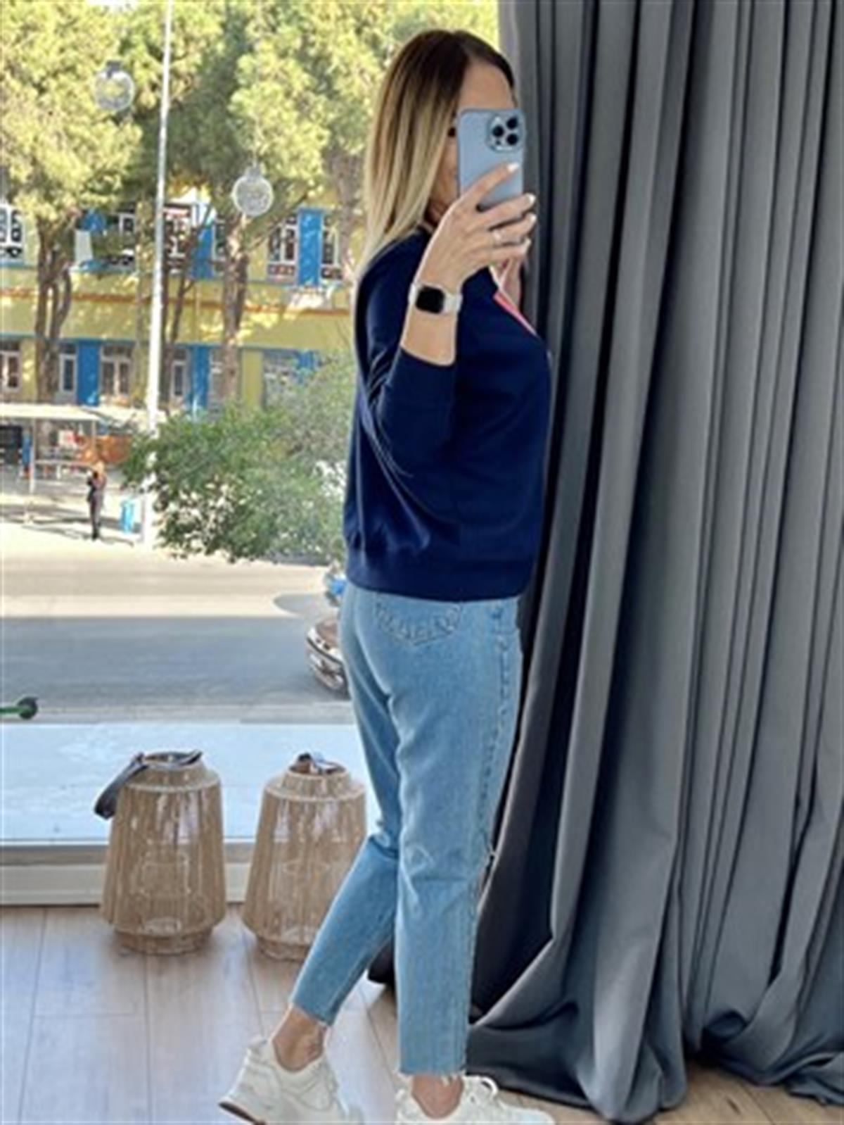 ŞİMŞEK DESENLİ SWEAT LACİVERT