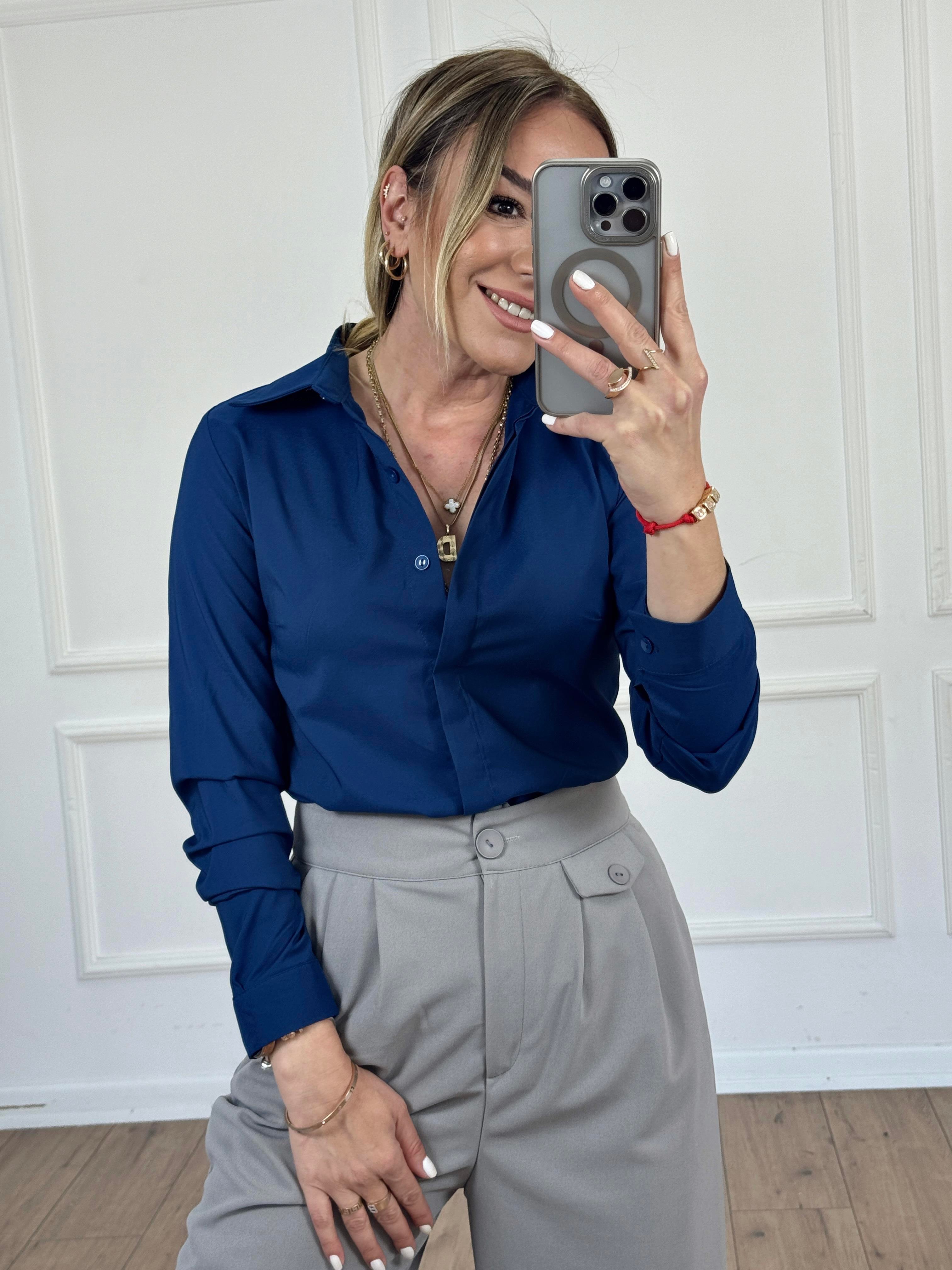 Slim Fit Poplin Gömlek LACİVERT