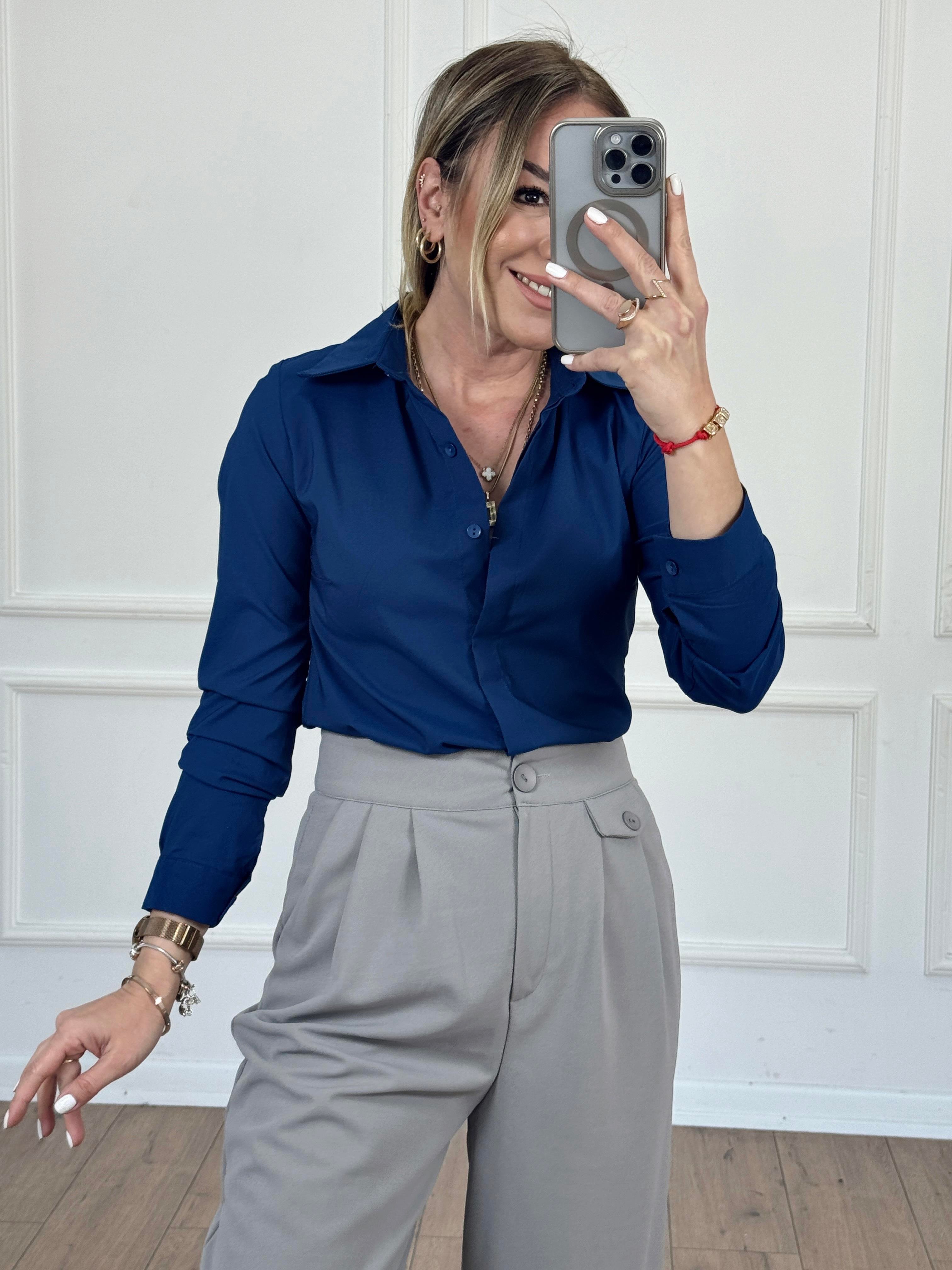 Slim Fit Poplin Gömlek LACİVERT