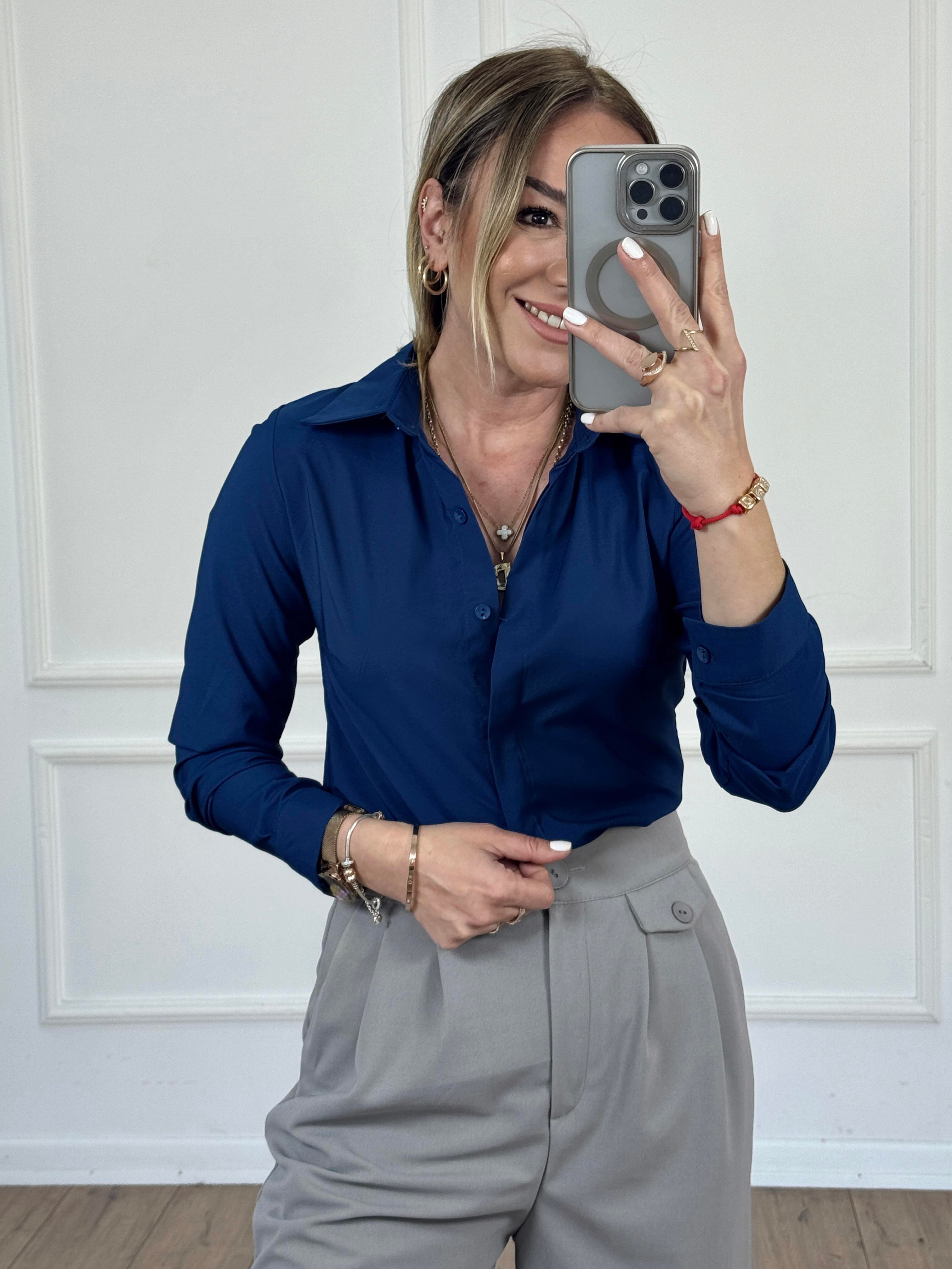 Slim Fit Poplin Gömlek LACİVERT