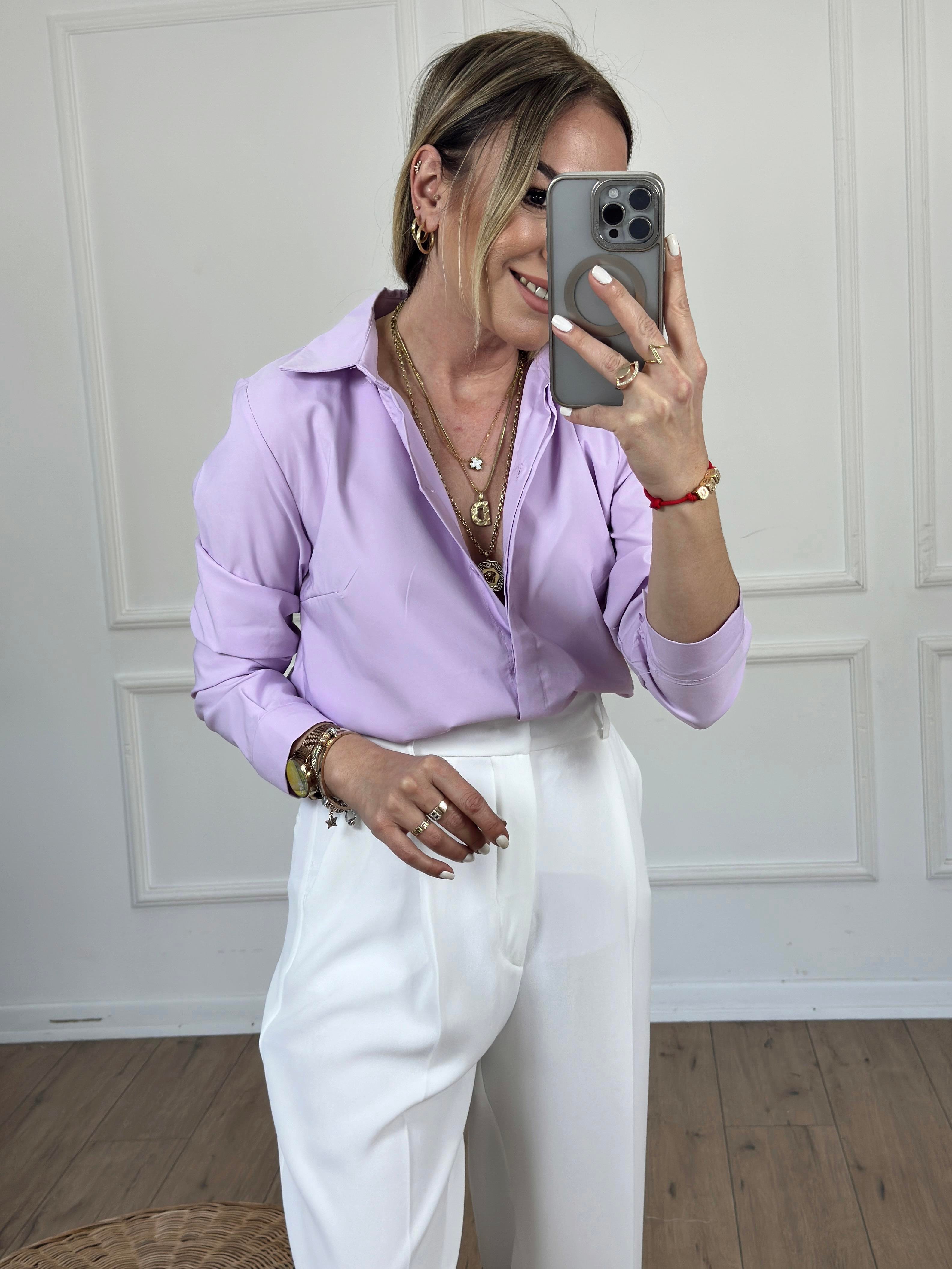 Slim Fit Poplin Gömlek LİLA