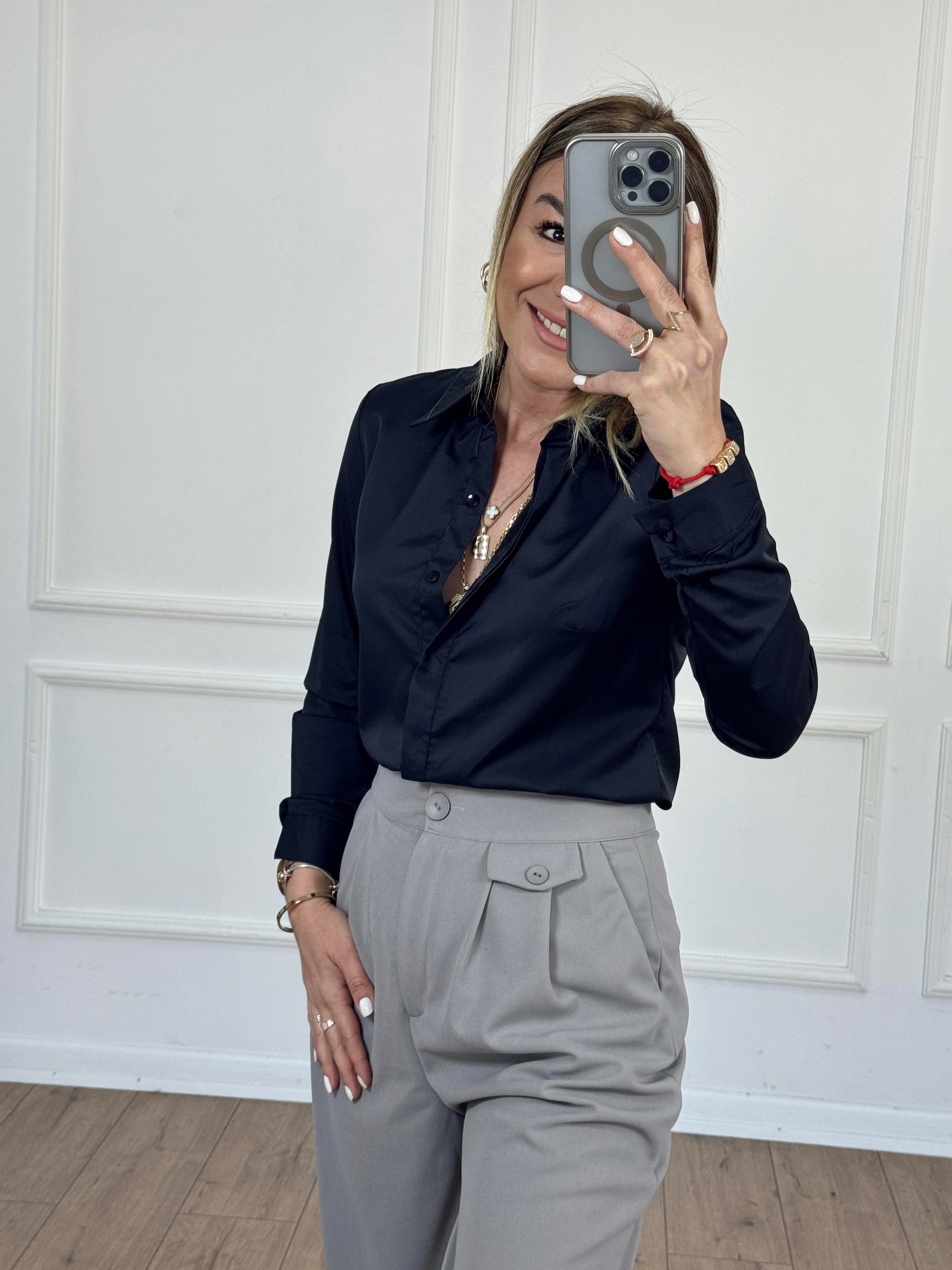 Slim Fit Poplin Gömlek SİYAH