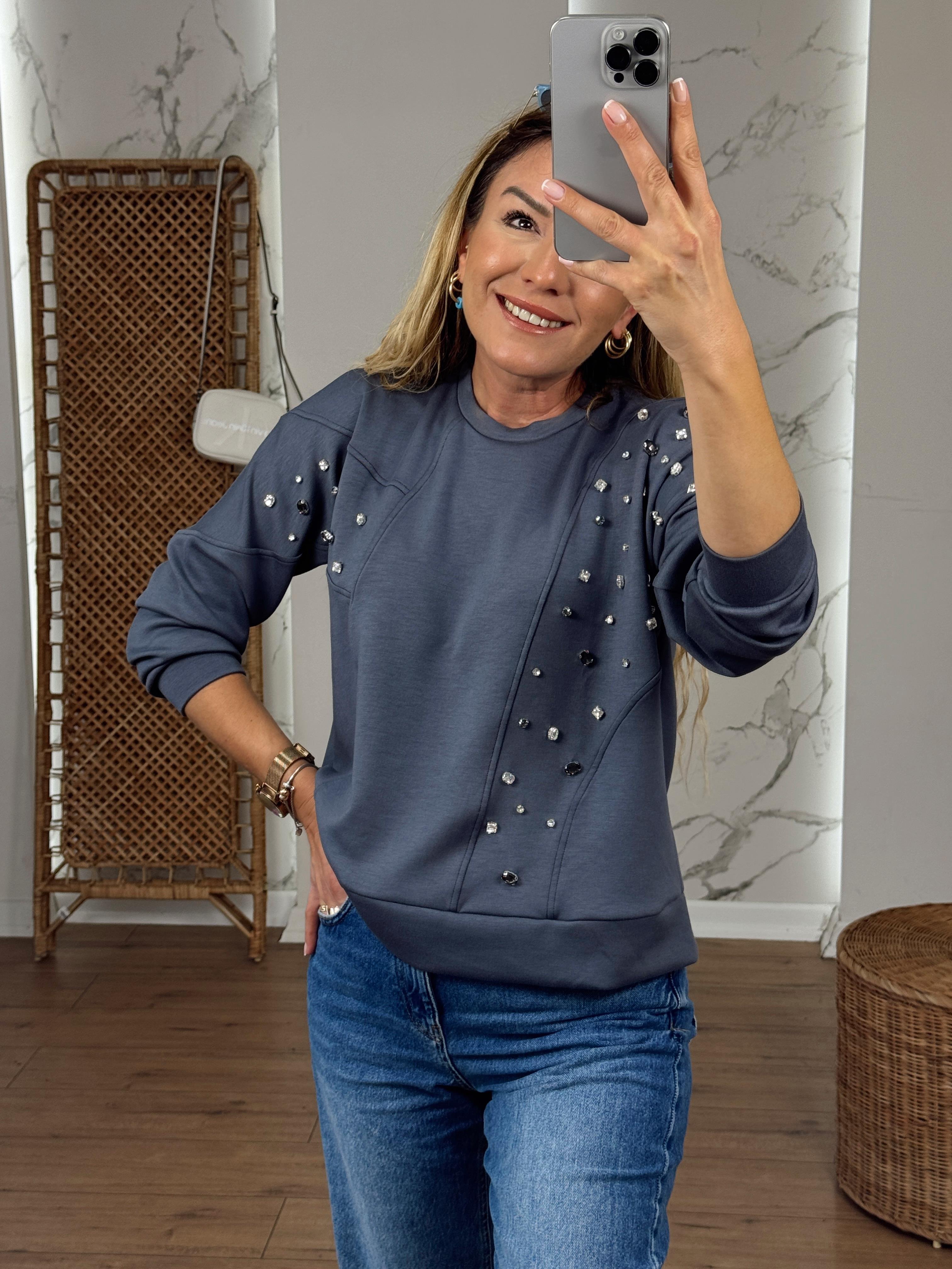 Taş Detaylı Sweat ANTRASİT