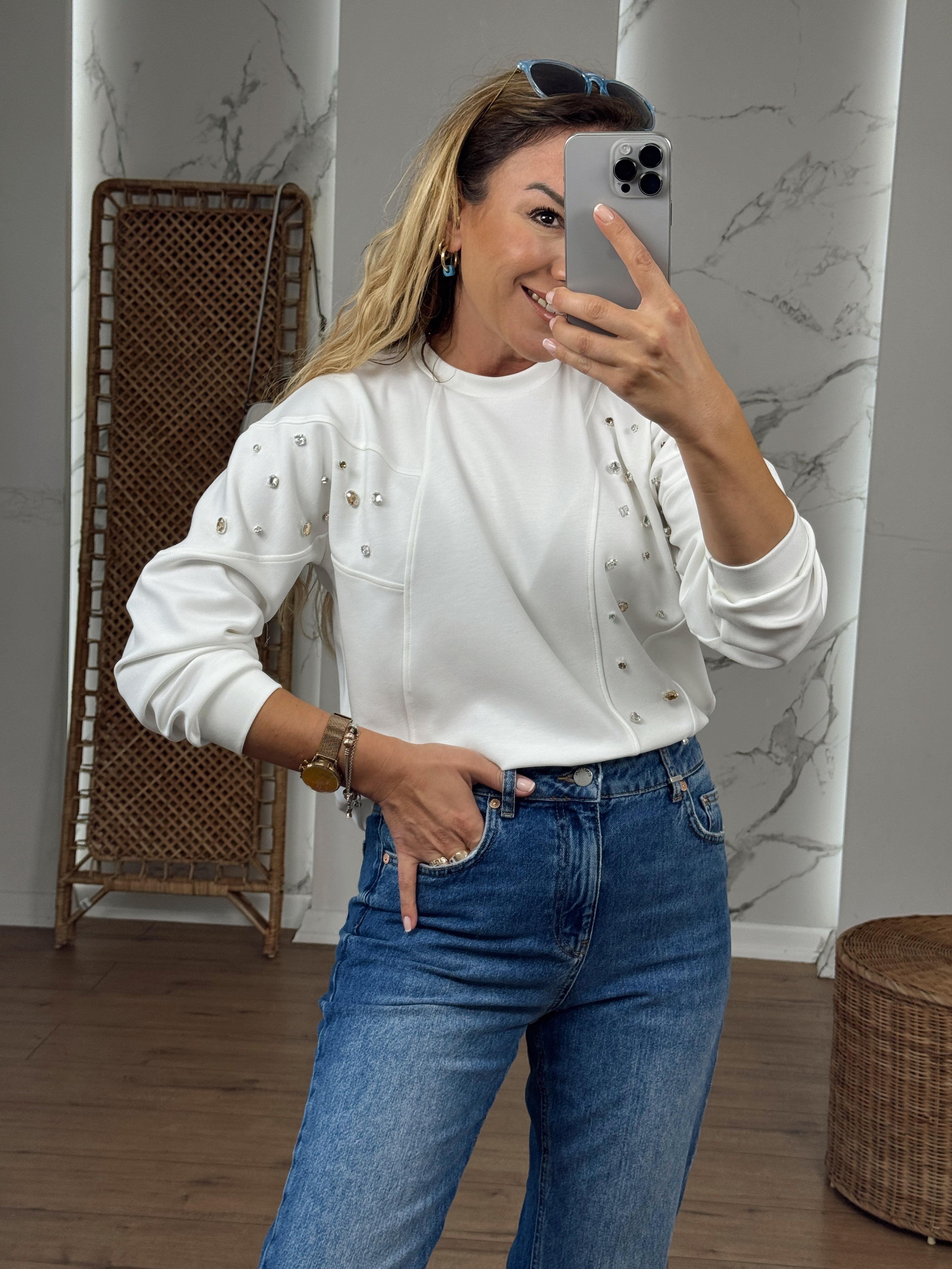 Taş Detaylı Sweat EKRU