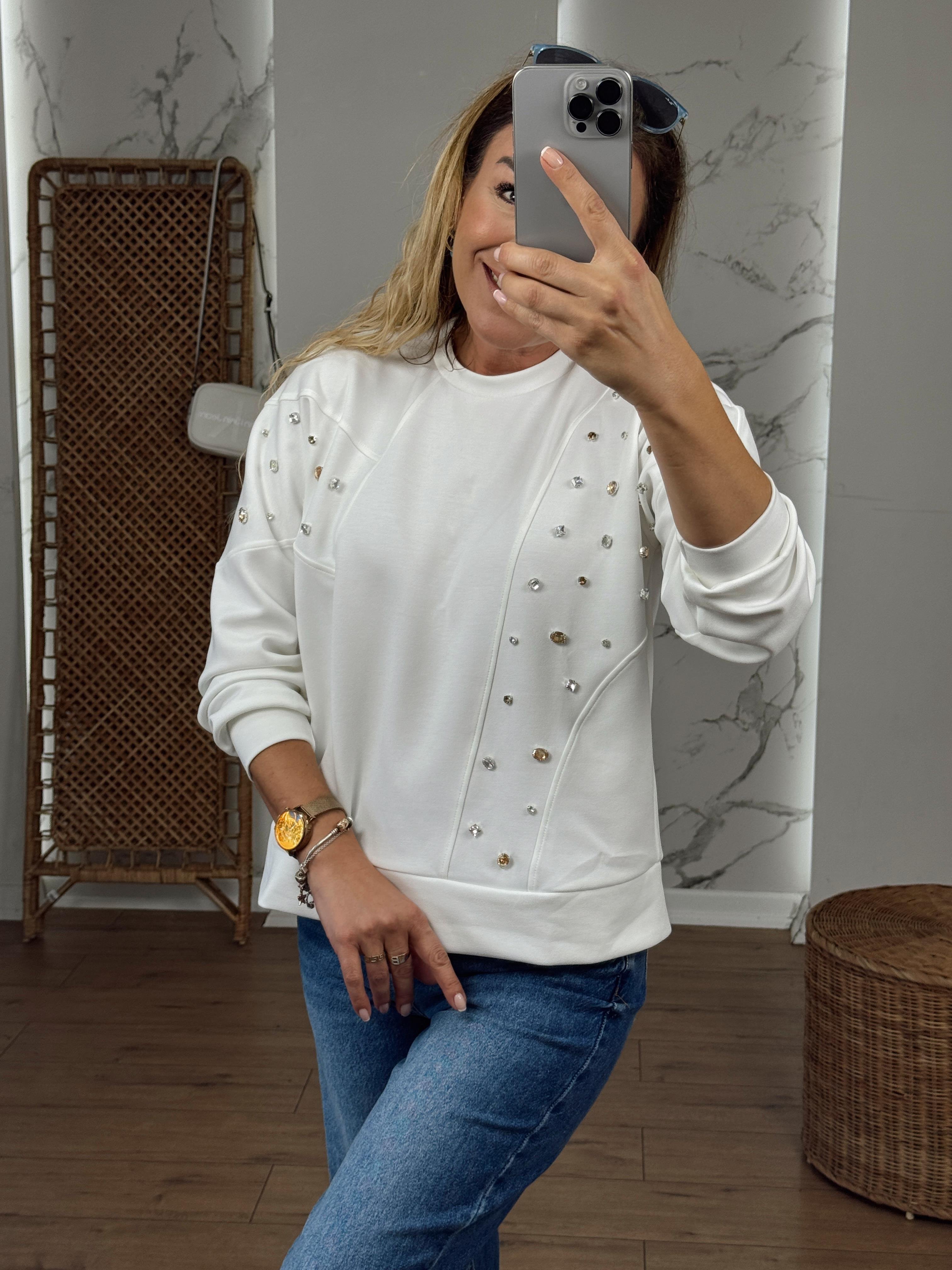 Taş Detaylı Sweat EKRU