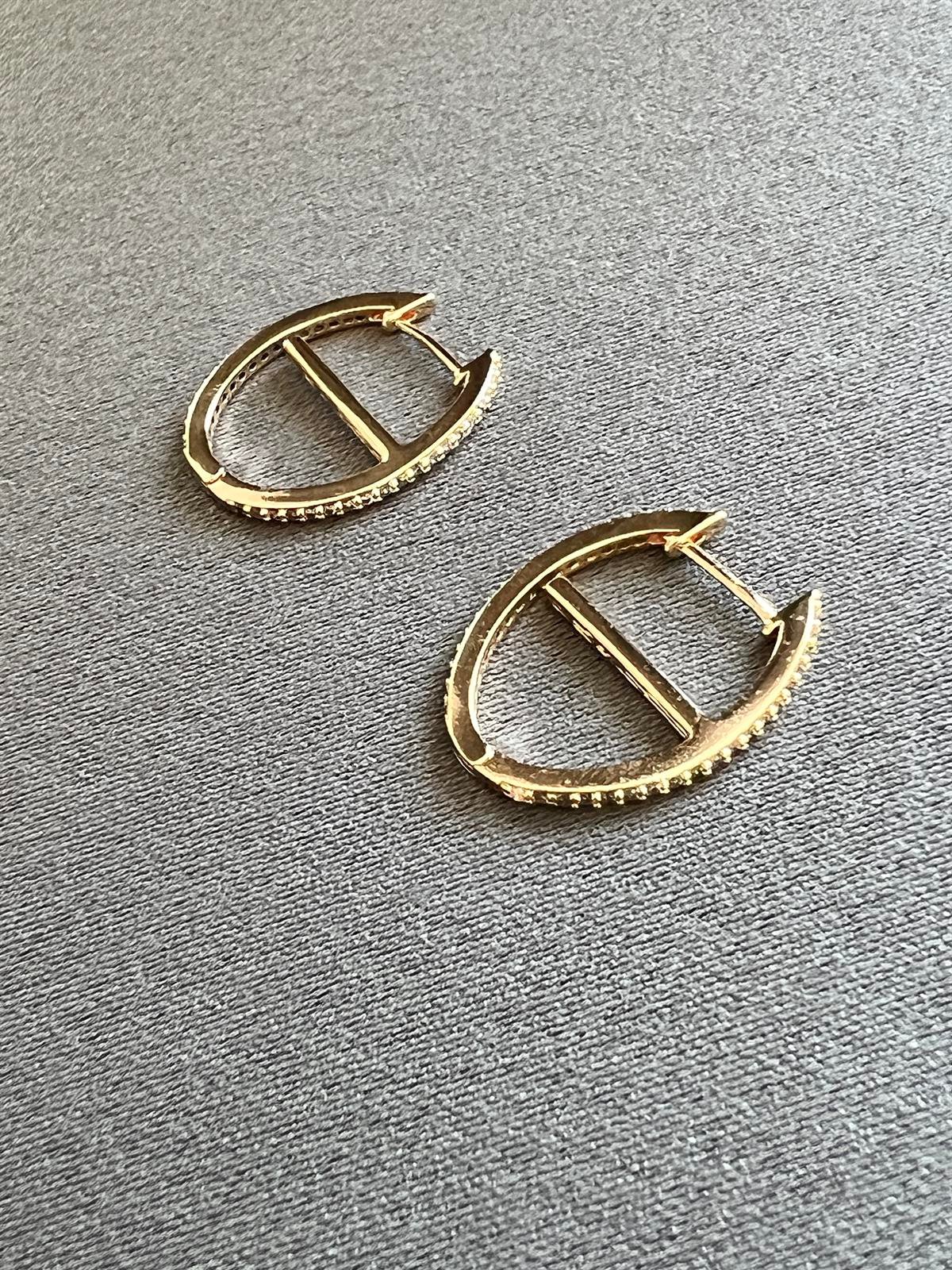 Taşlı Tasarım Küpe GOLD