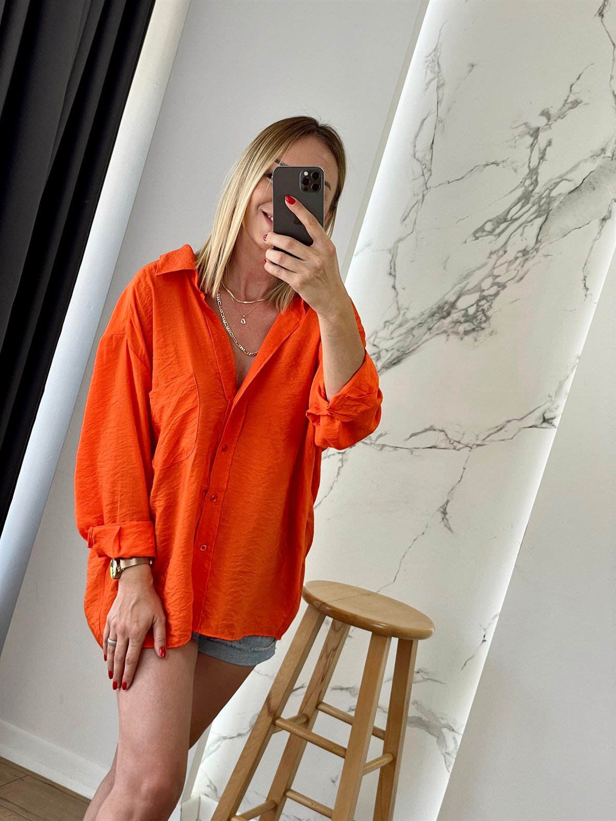 Tek Cep Salaş Gömlek Orange