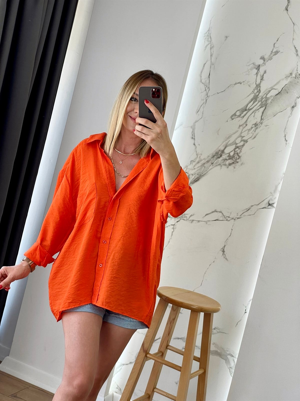 Tek Cep Salaş Gömlek Orange