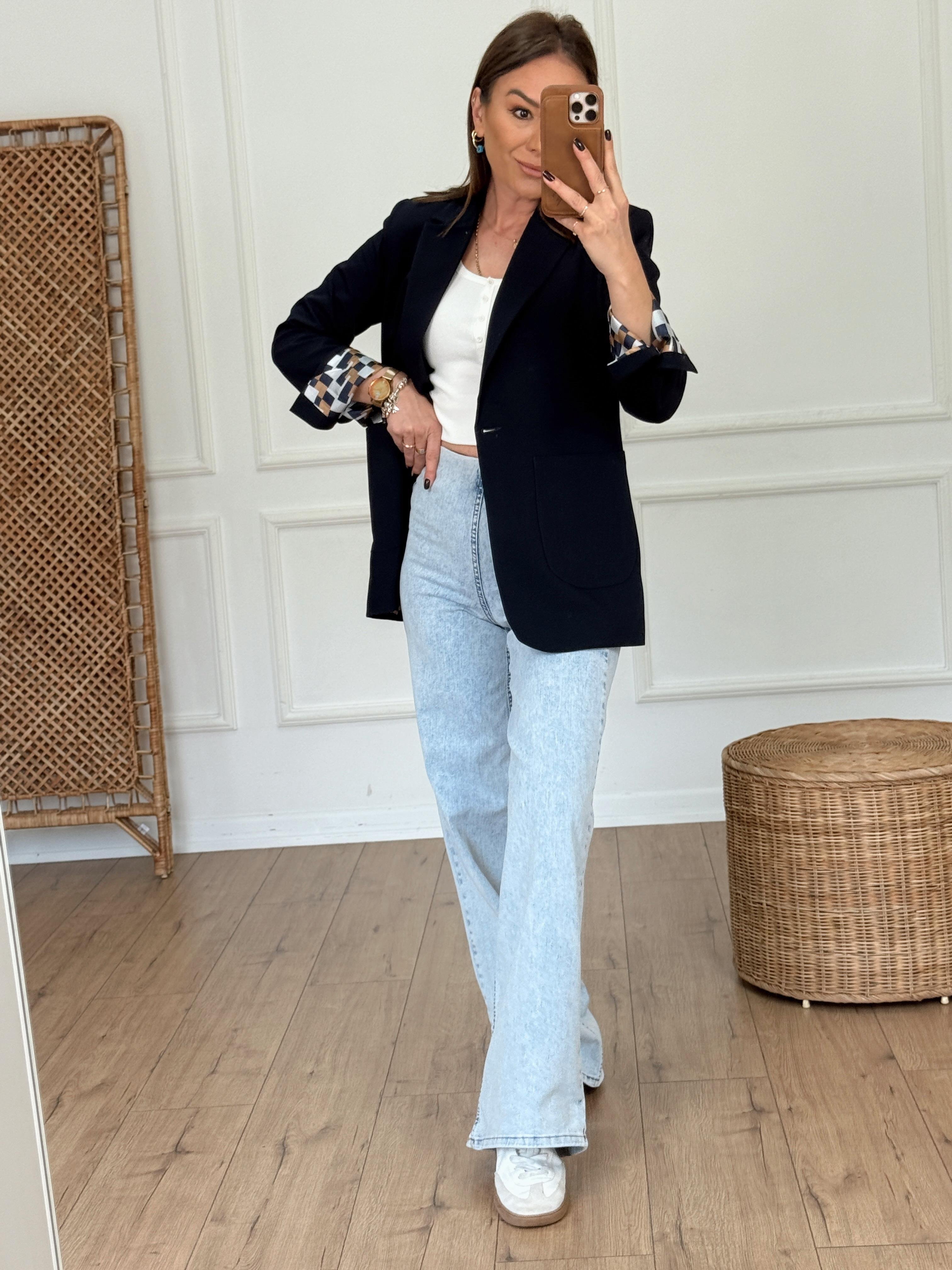 Tek Düğmeli Blazer Ceket LACİVERT