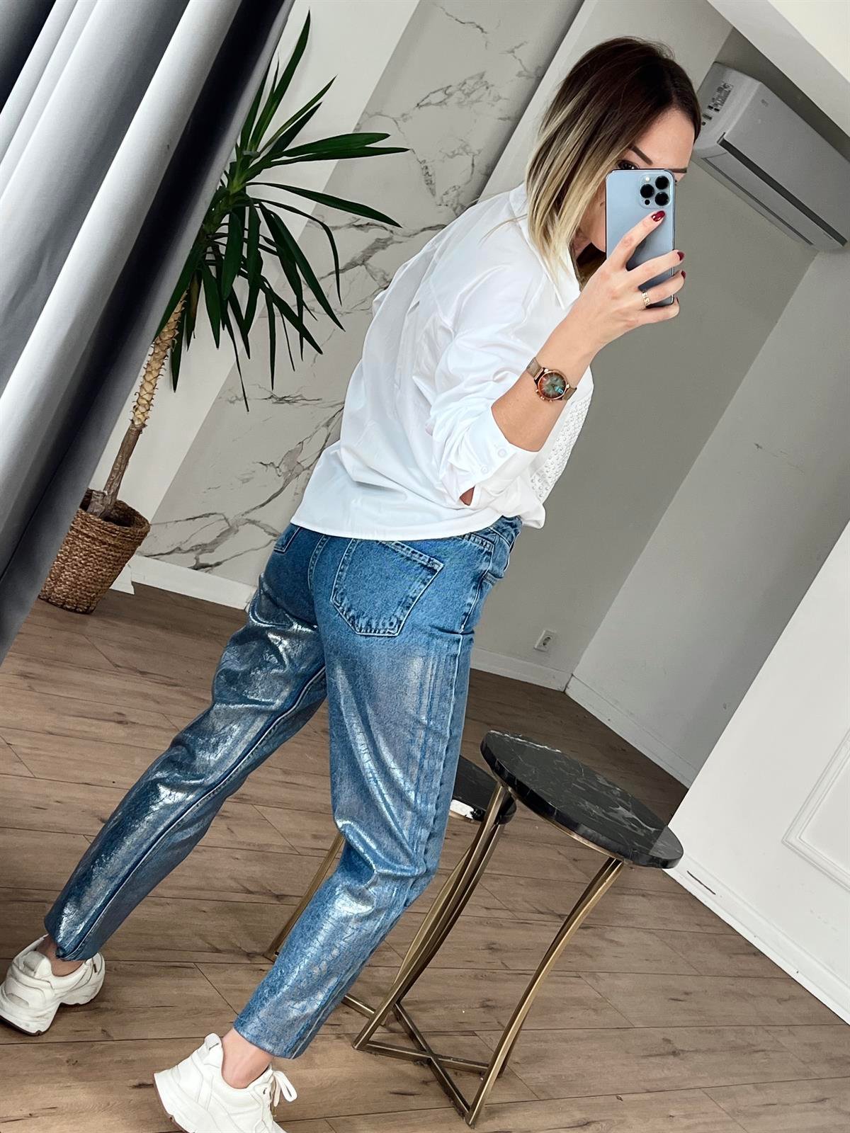Varak Baskılı Jean MAVİ