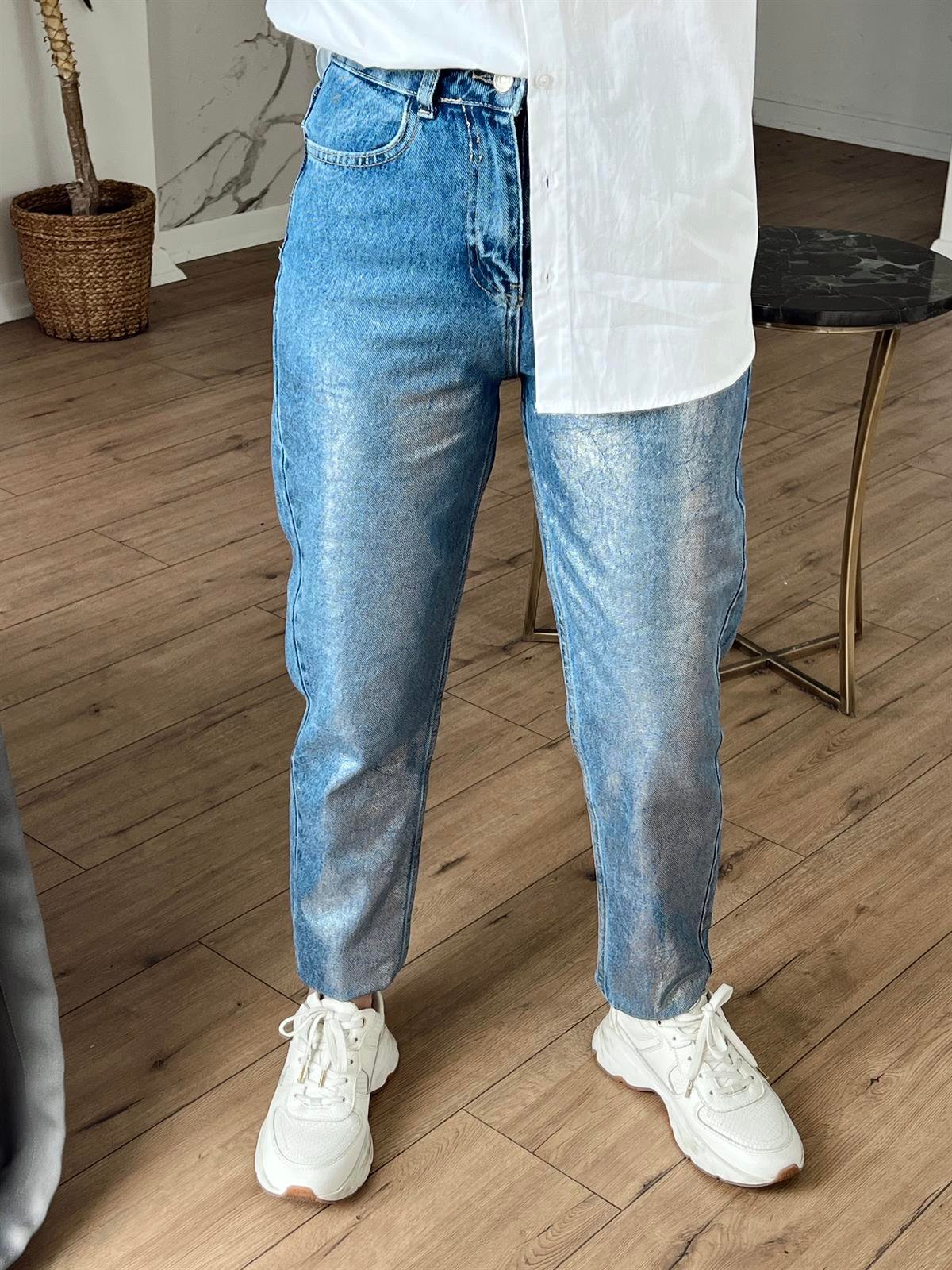 Varak Baskılı Jean MAVİ