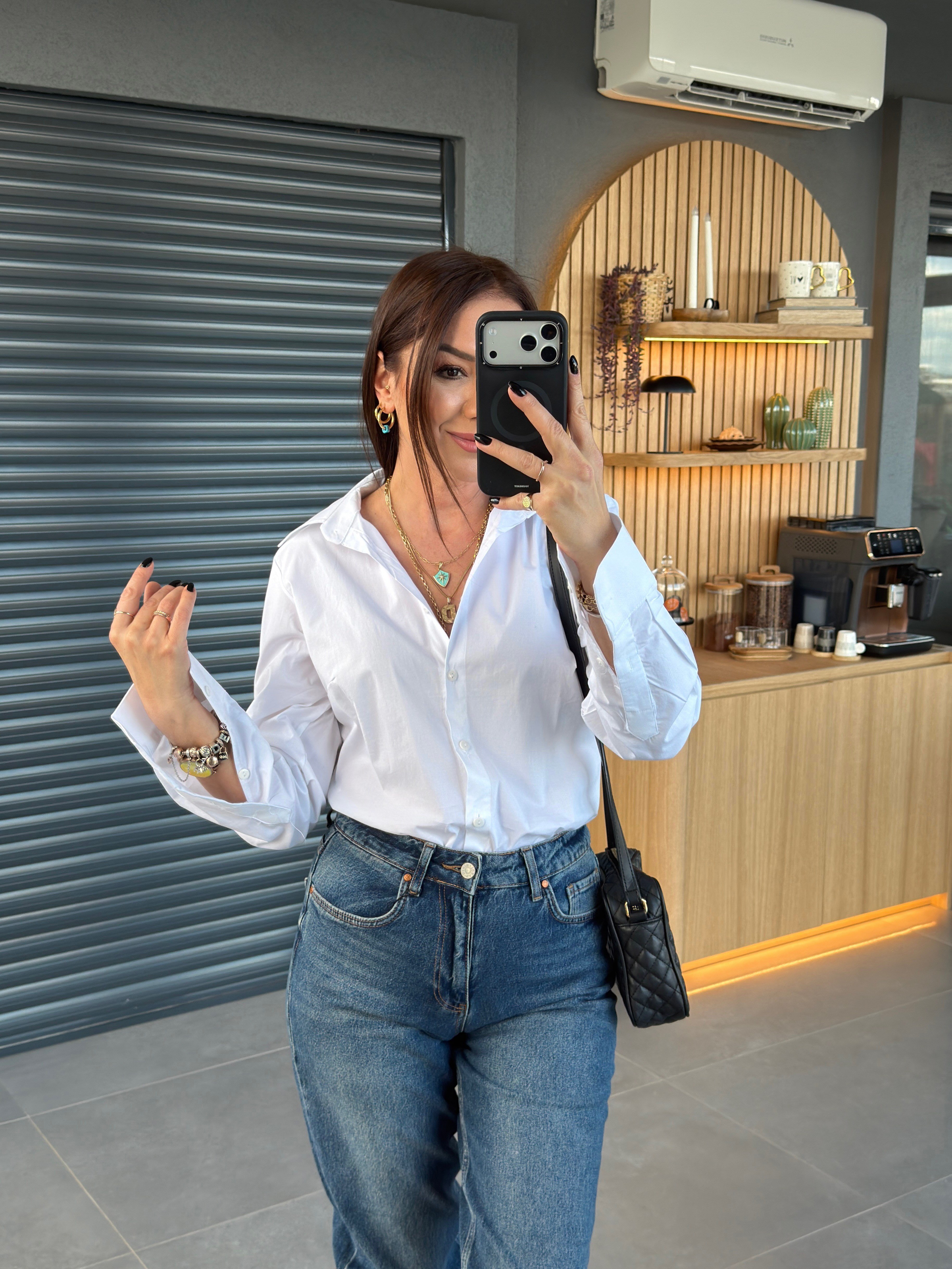 Vatkalı Slim Fit Likralı Gömlek EKRU