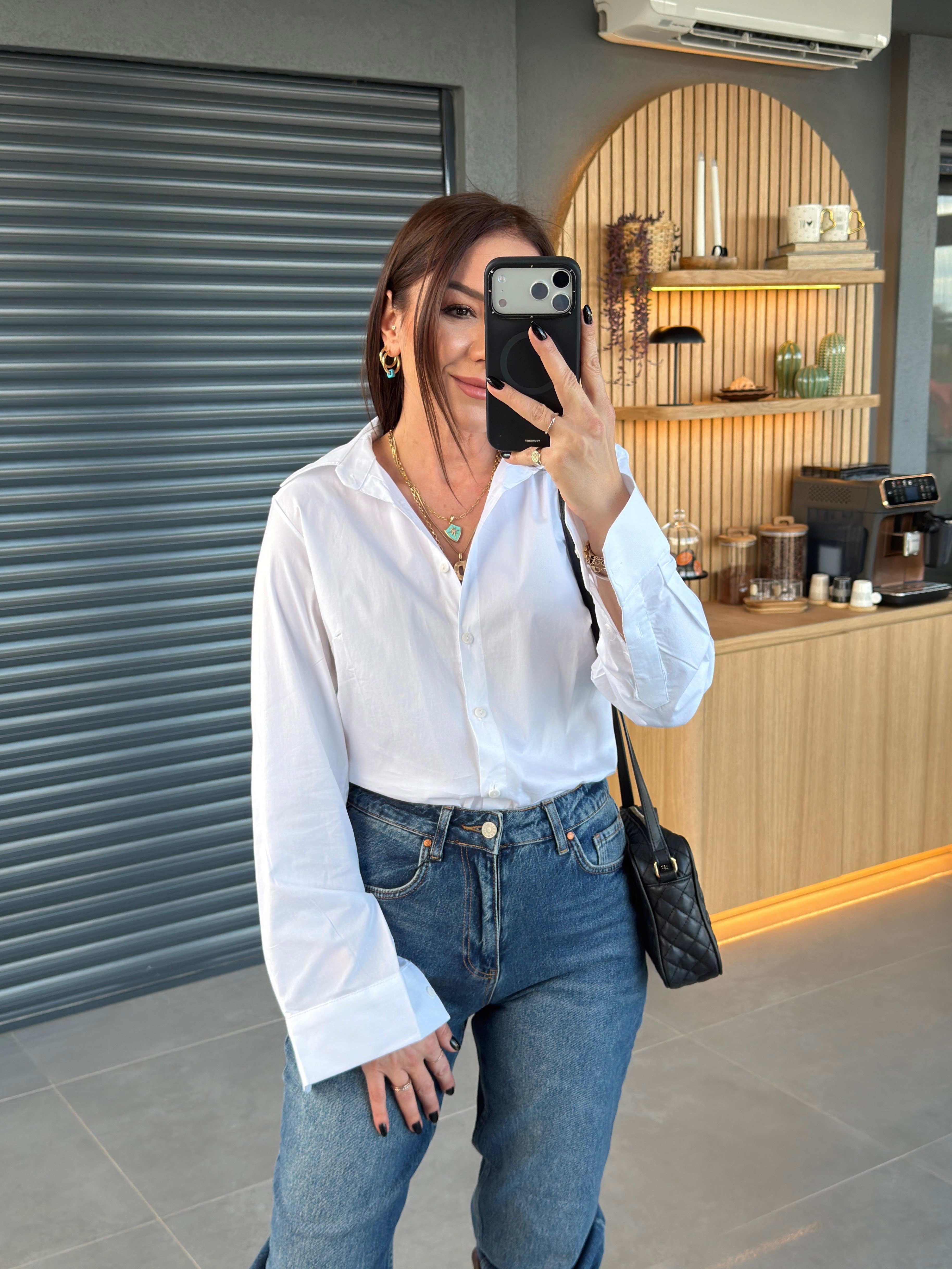 Vatkalı Slim Fit Likralı Gömlek EKRU