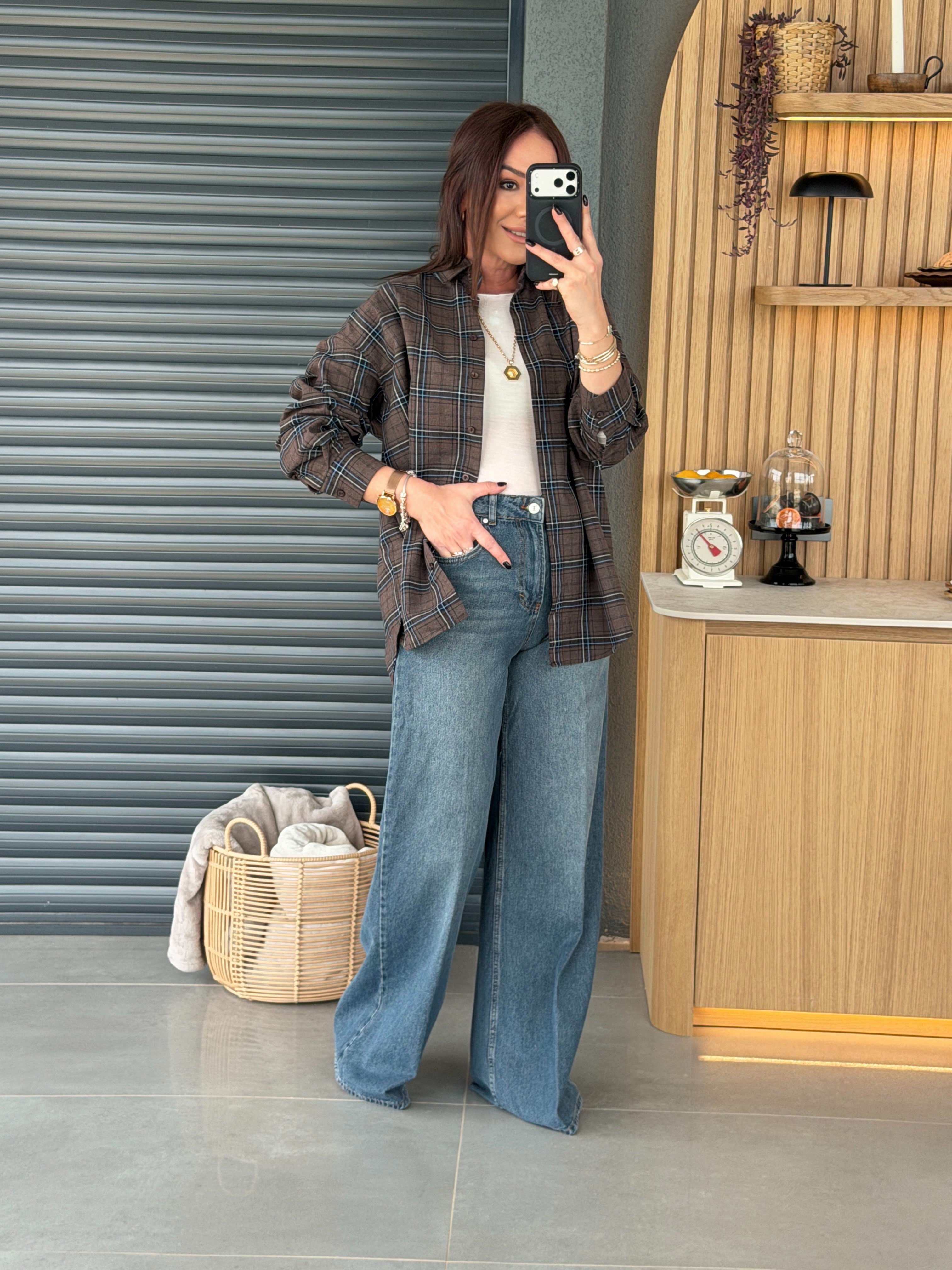 Wide Leg Kemerli Jean GRİ