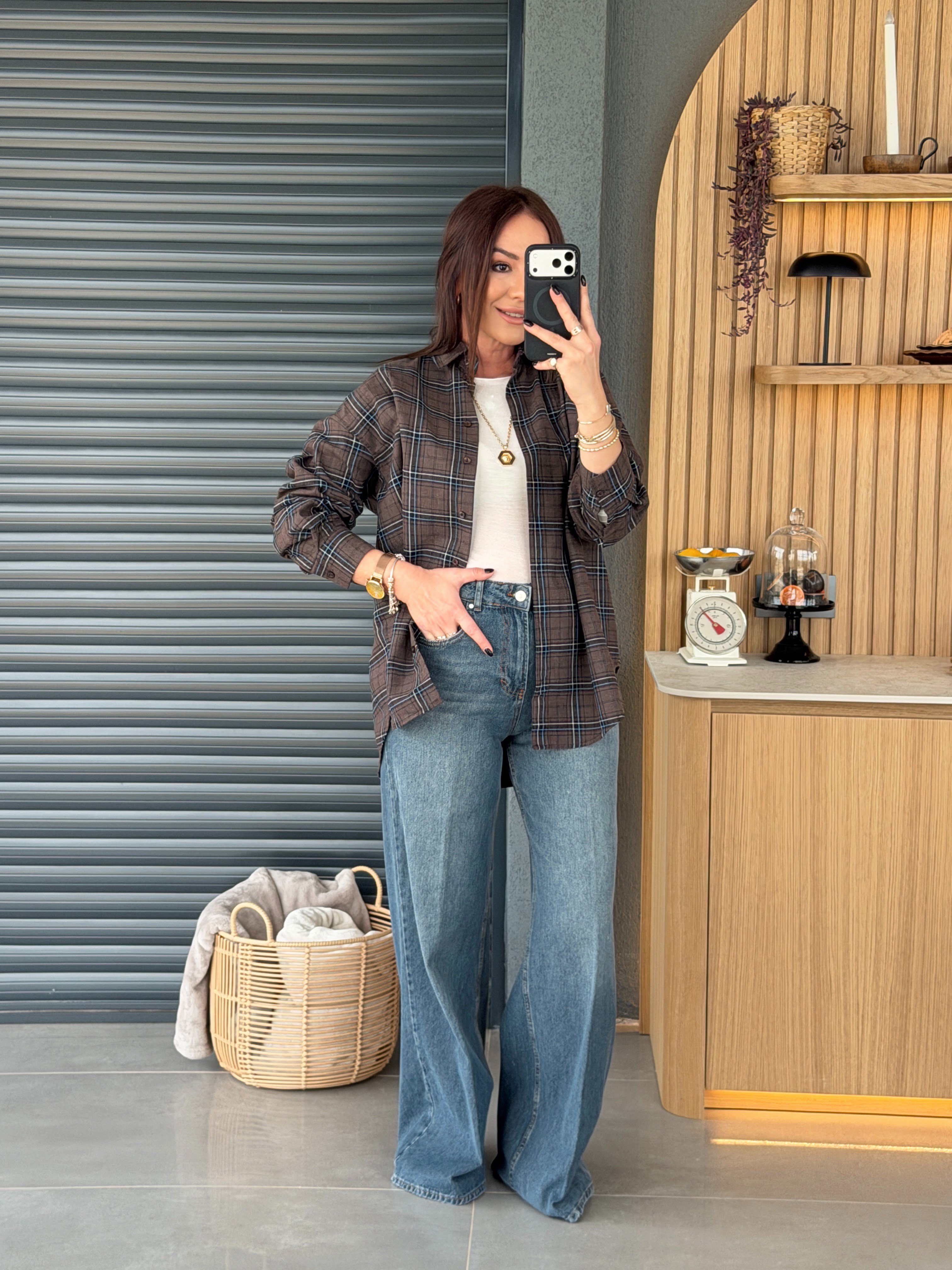 Wide Leg Kemerli Jean GRİ
