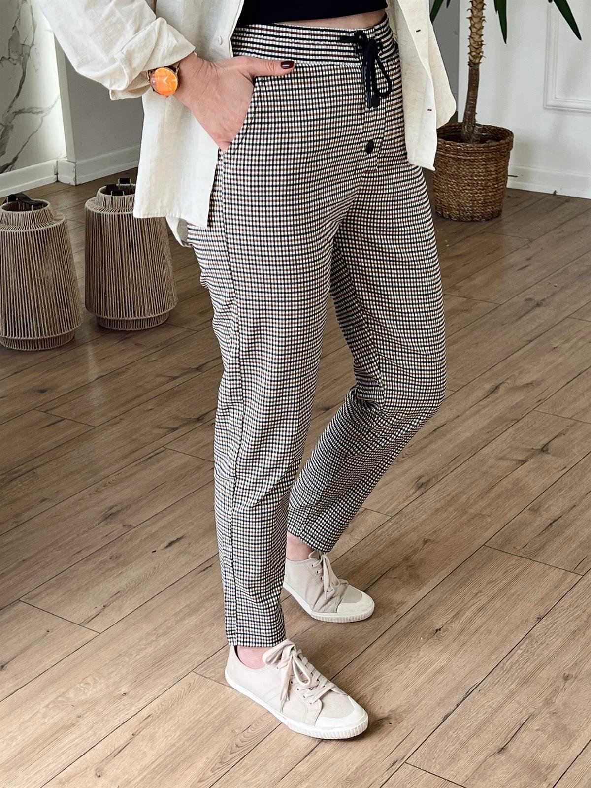 X-102 BELİ LASTİKLİ PÖTİKARE PANTOLON KAHVE
