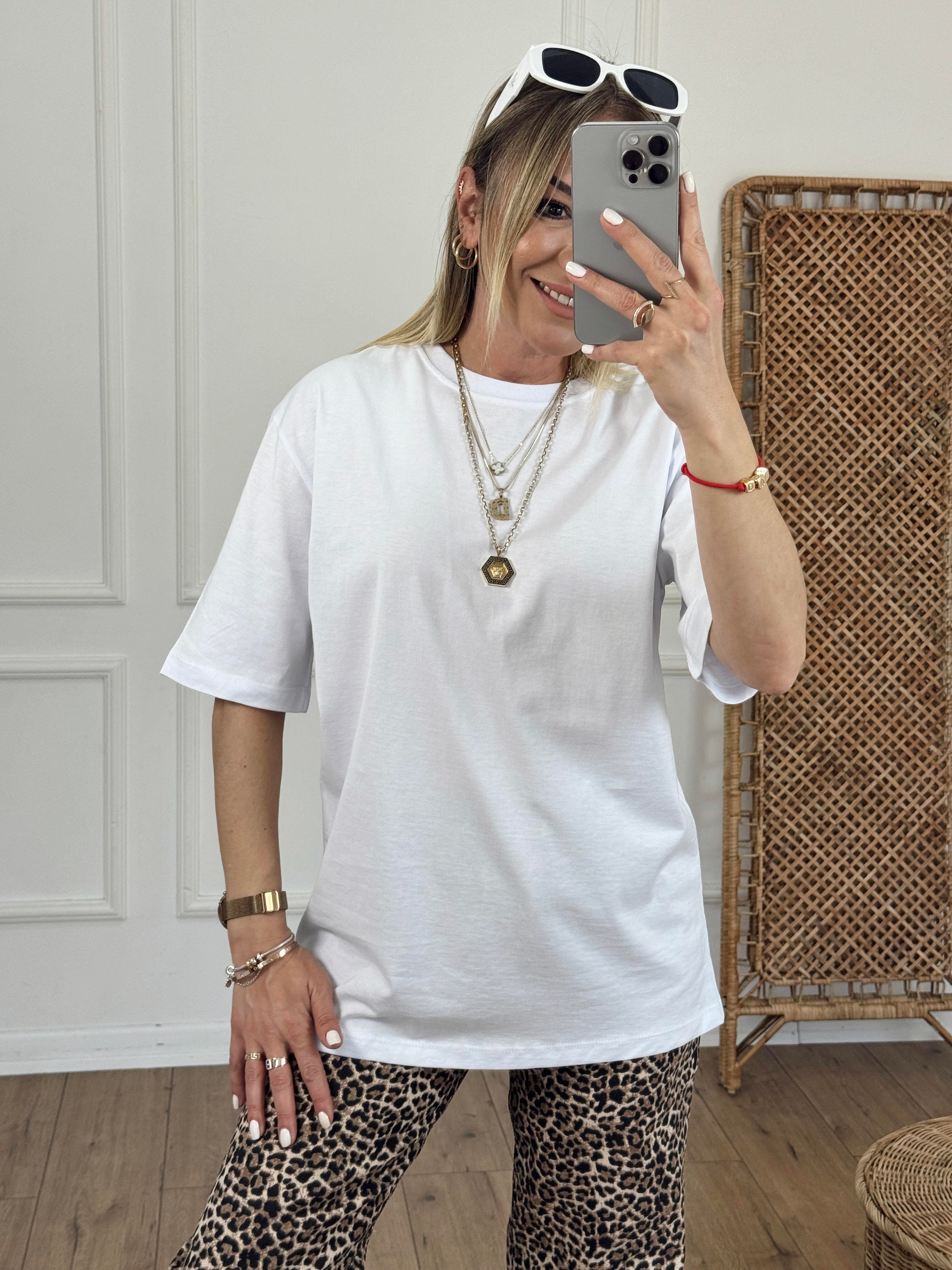 Yarım Kol Basic Tshirt BEYAZ