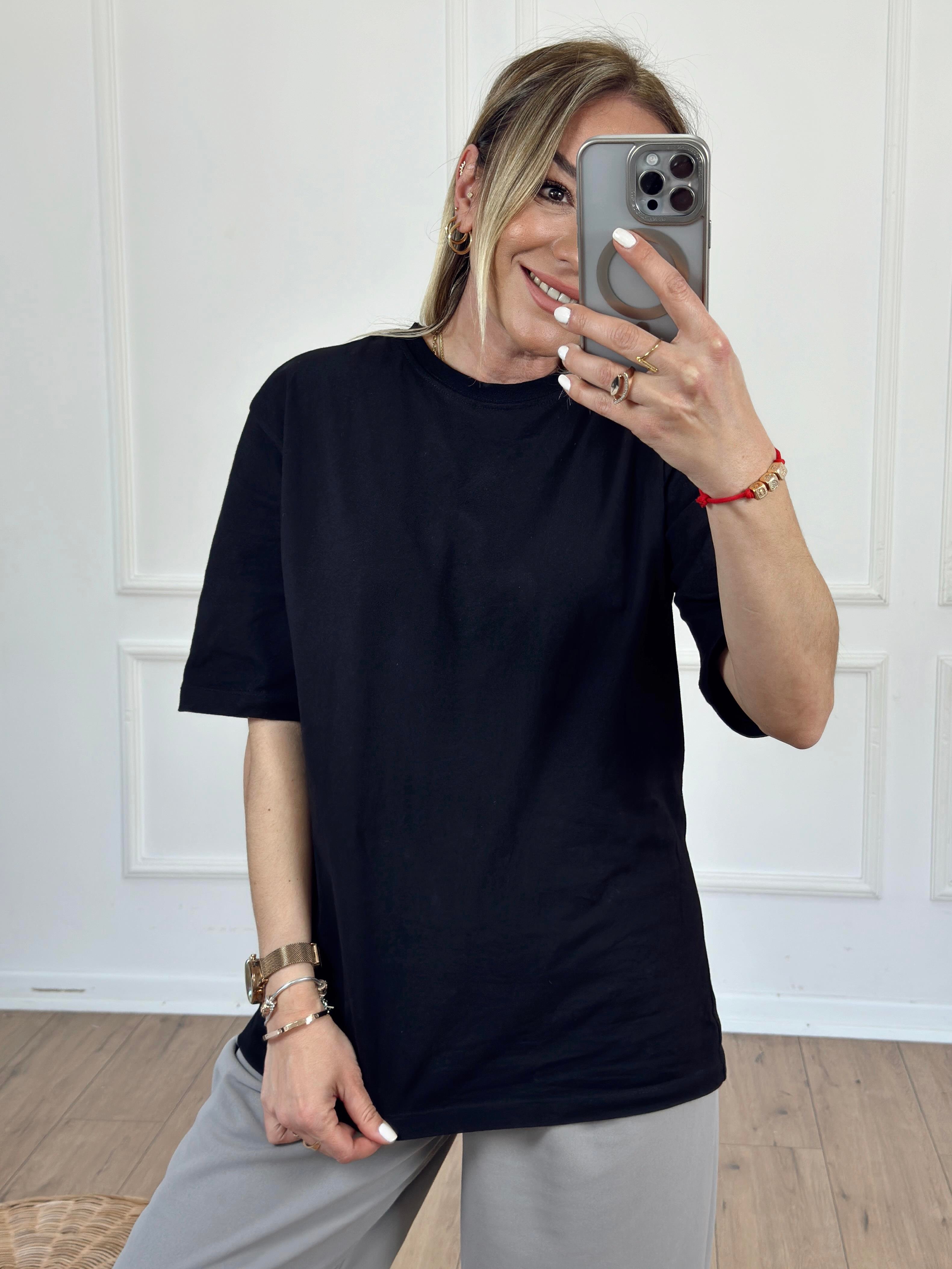 Yarım Kol Basic Tshirt SİYAH