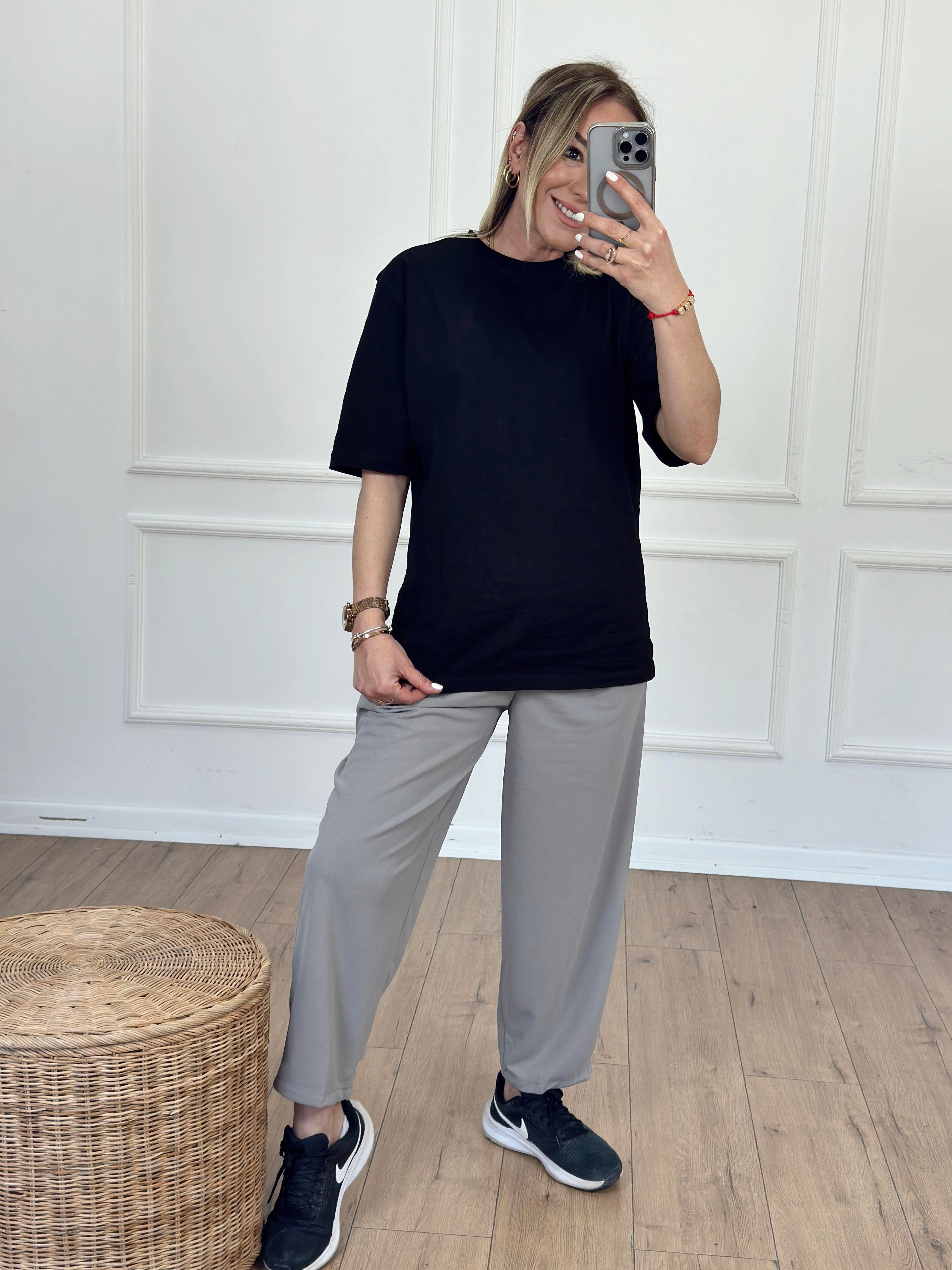 Yarım Kol Basic Tshirt SİYAH