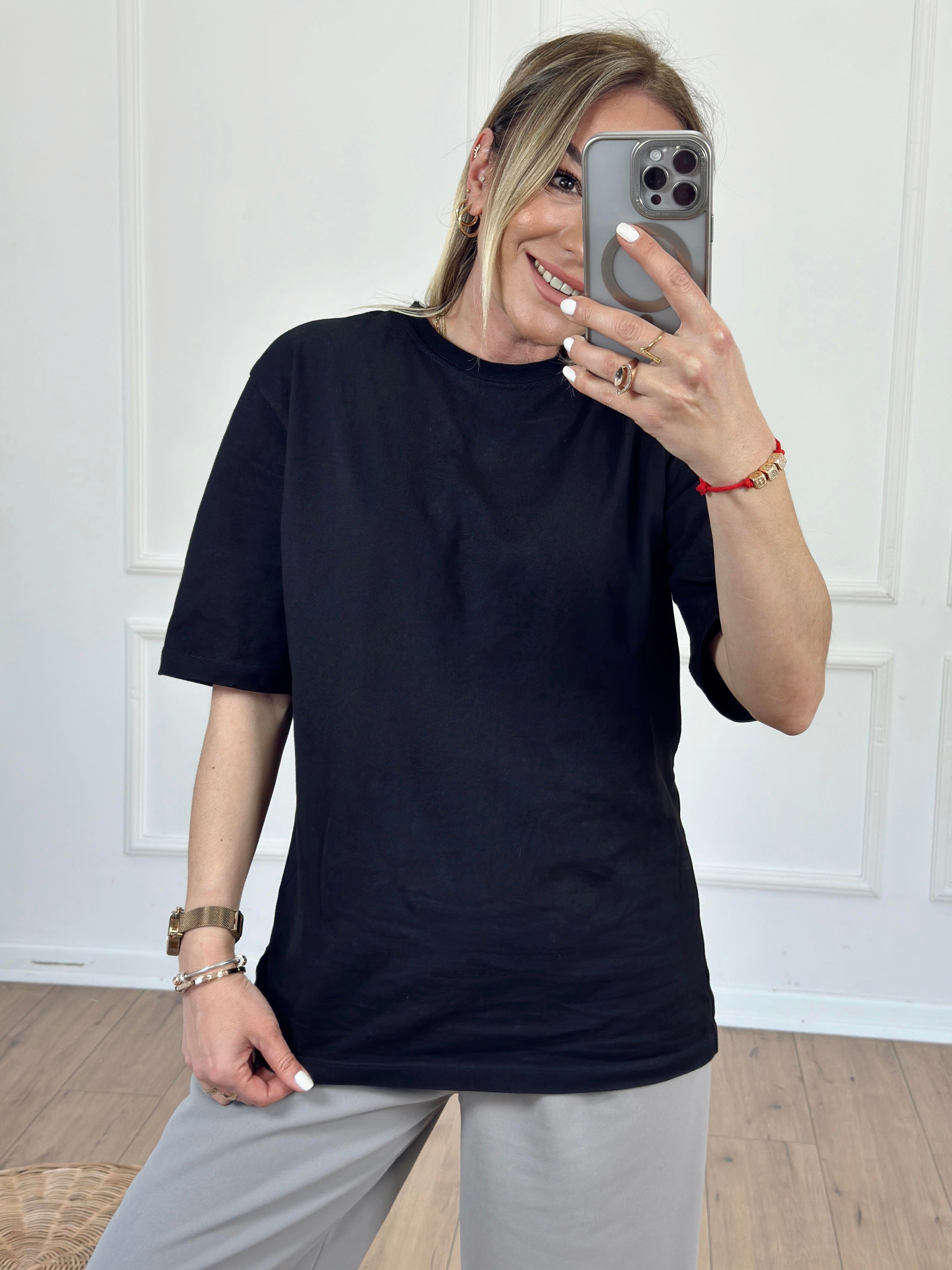 Yarım Kol Basic Tshirt SİYAH