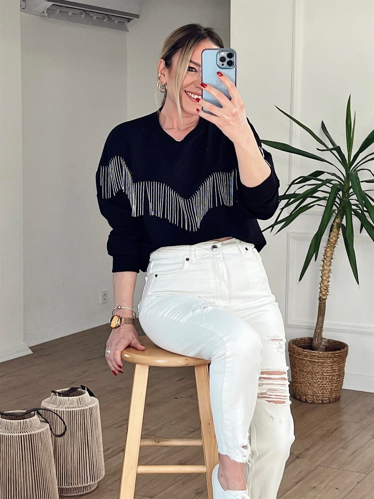 YIRTIK DETAYLI MOM JEAN EKRU