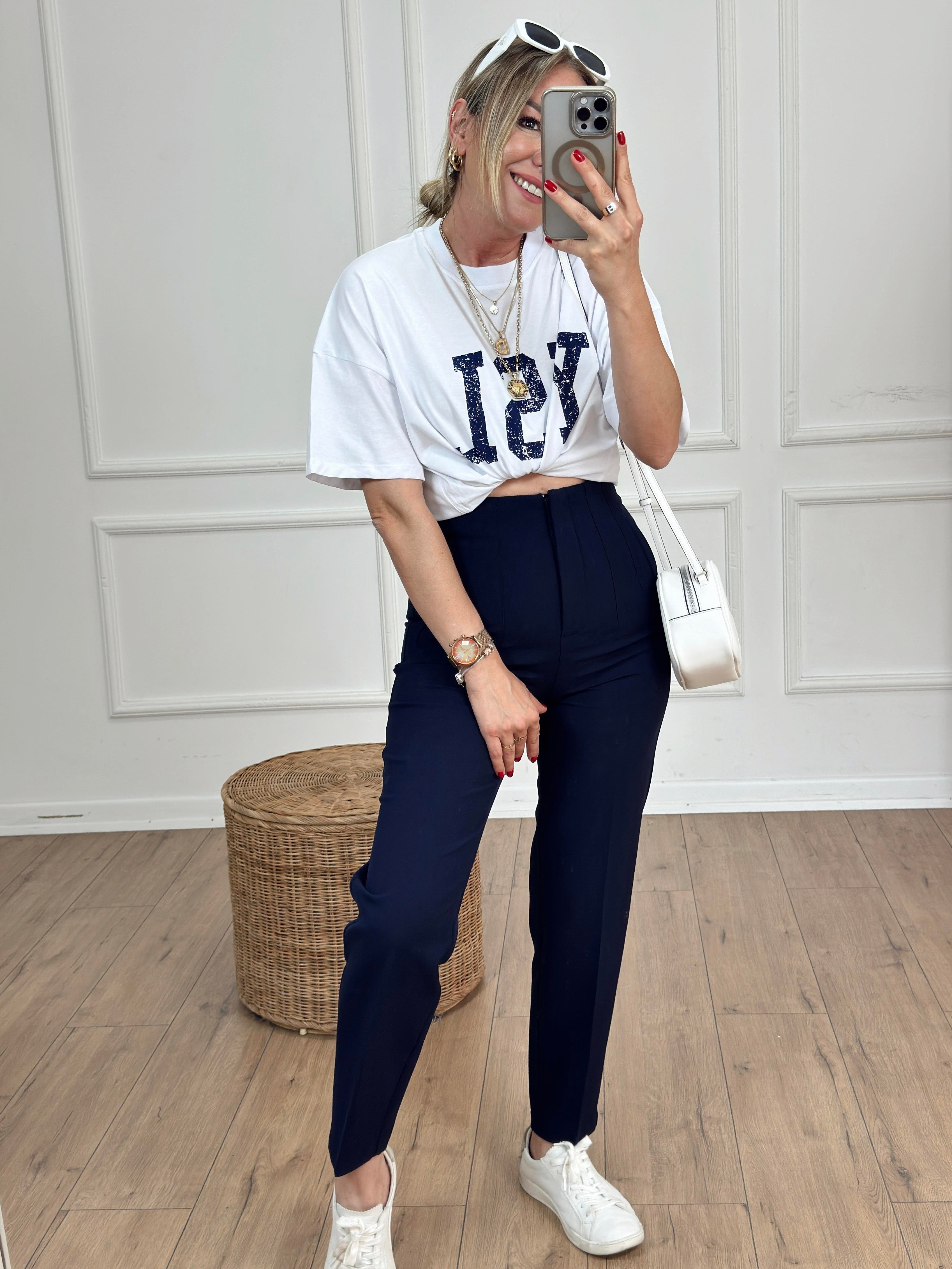 Ysl Baskılı Basıc Tshirt BEYAZ
