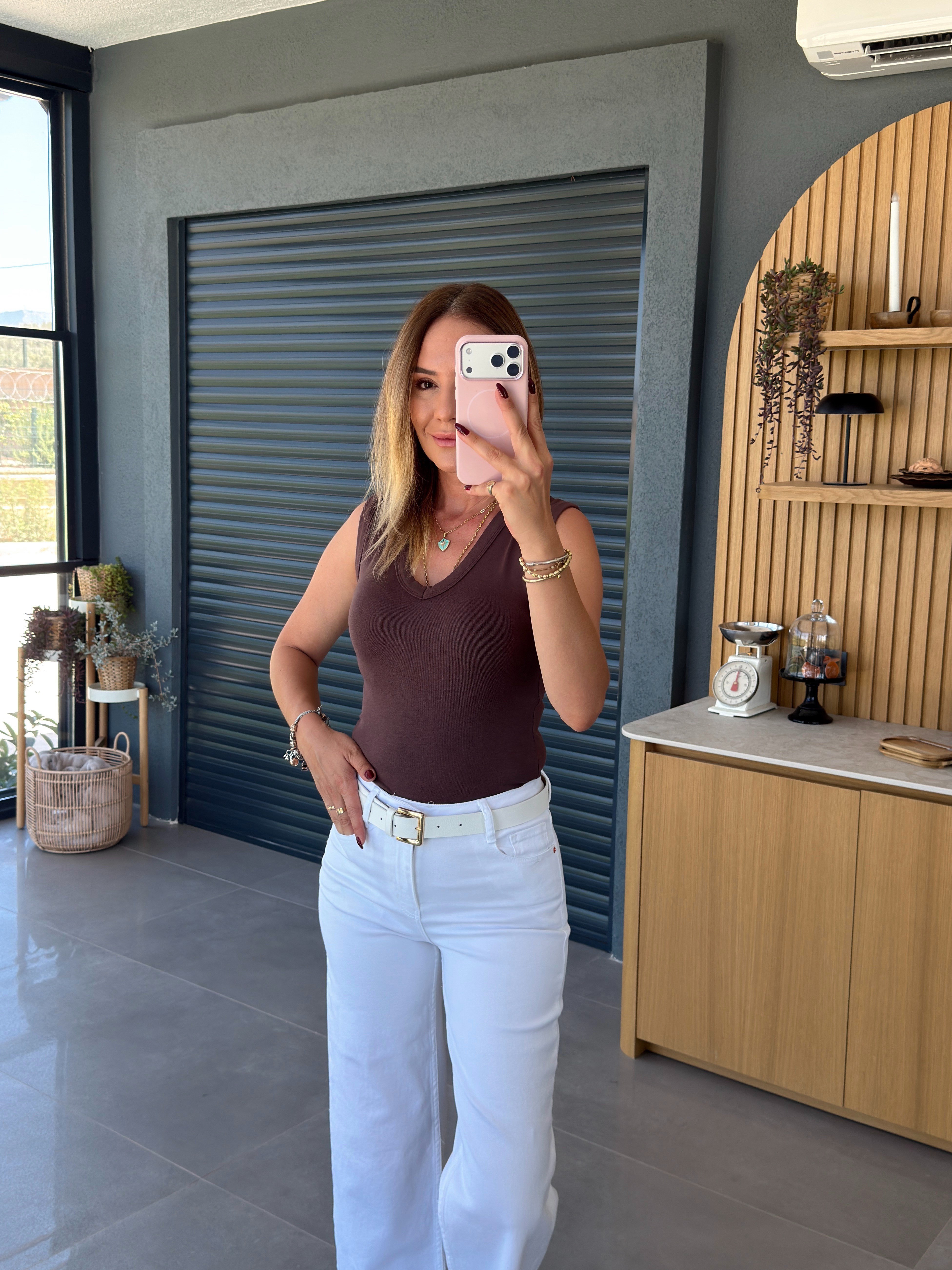 Yüksek Bel Culotte Jean BEYAZ