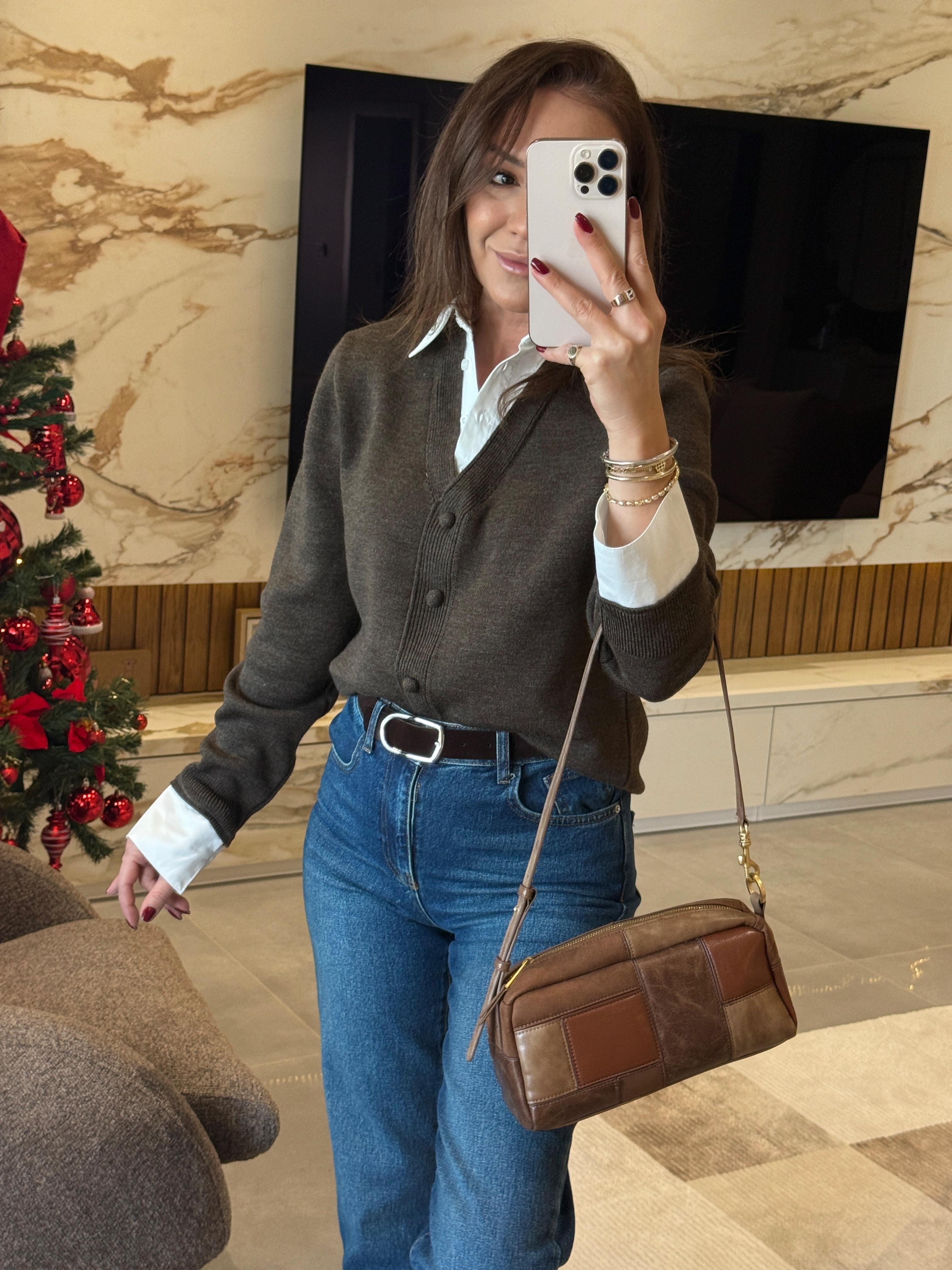 Yüksek Bel Kemerli Mom Fit Jean LACİVERT