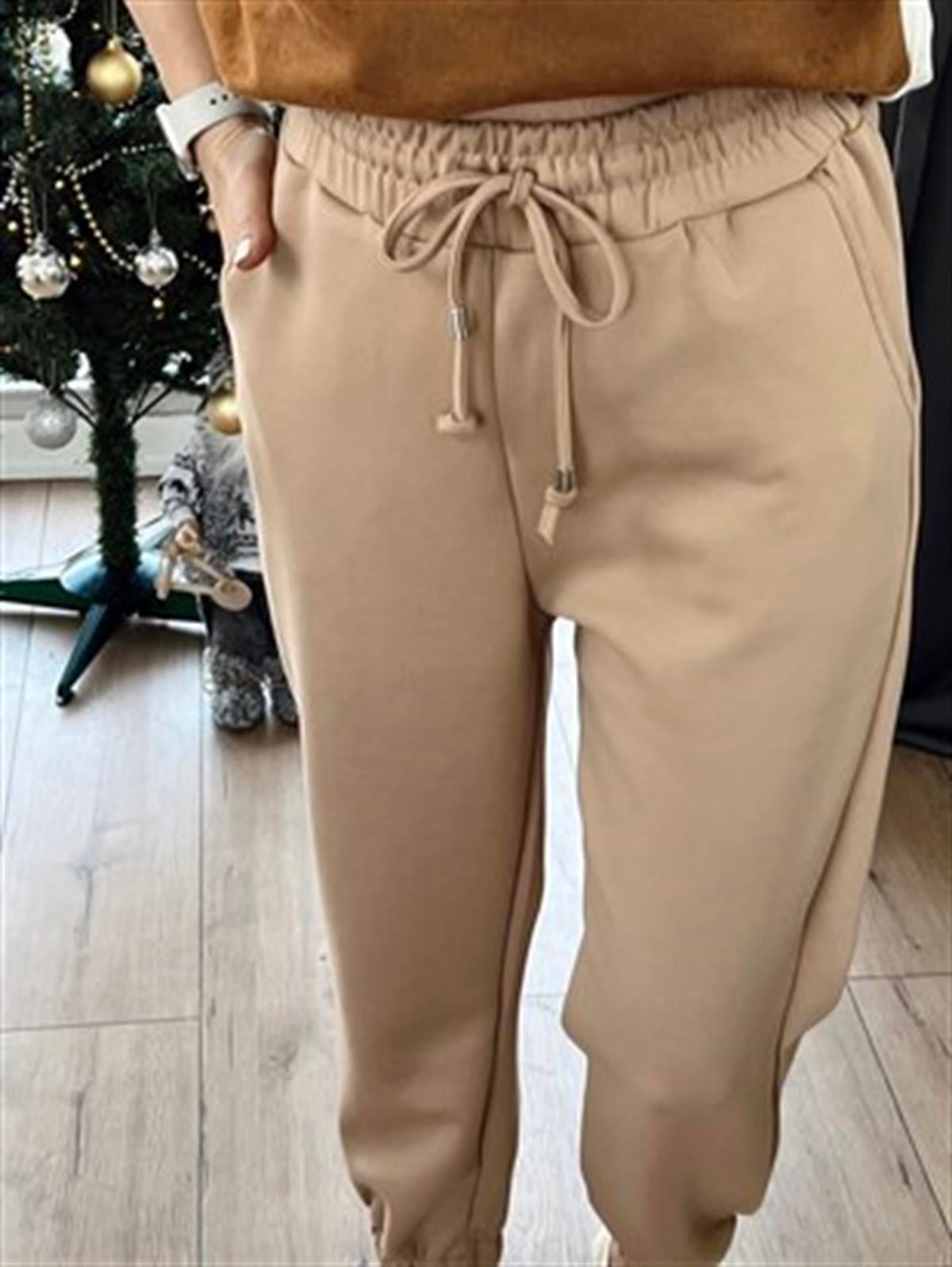 YUMUŞAK DOKU PAÇA LASTİKLİ EŞOFMAN ALTI CAMEL
