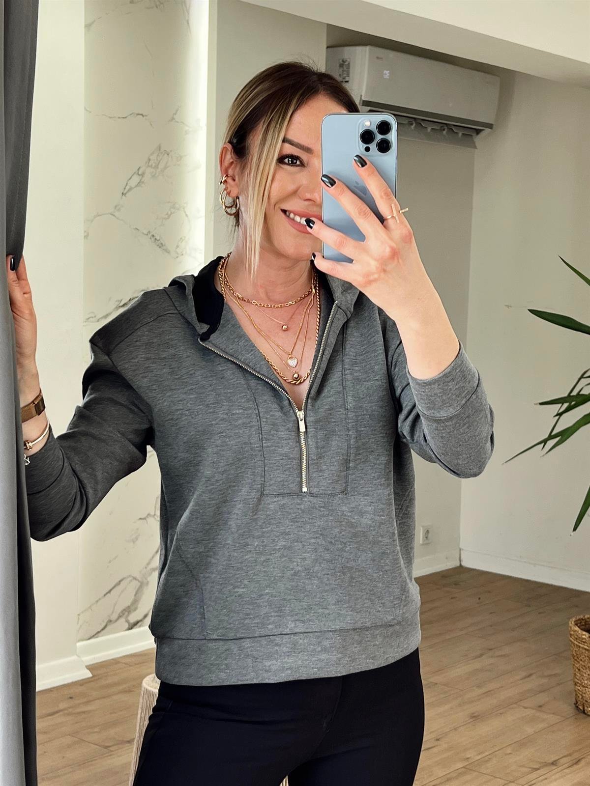 YUMUŞAK DOKULU SWEAT GRİ