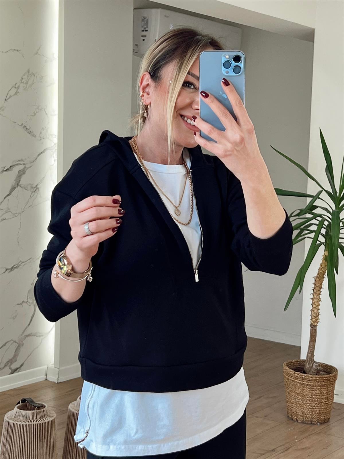 YUMUŞAK DOKULU SWEAT SİYAH