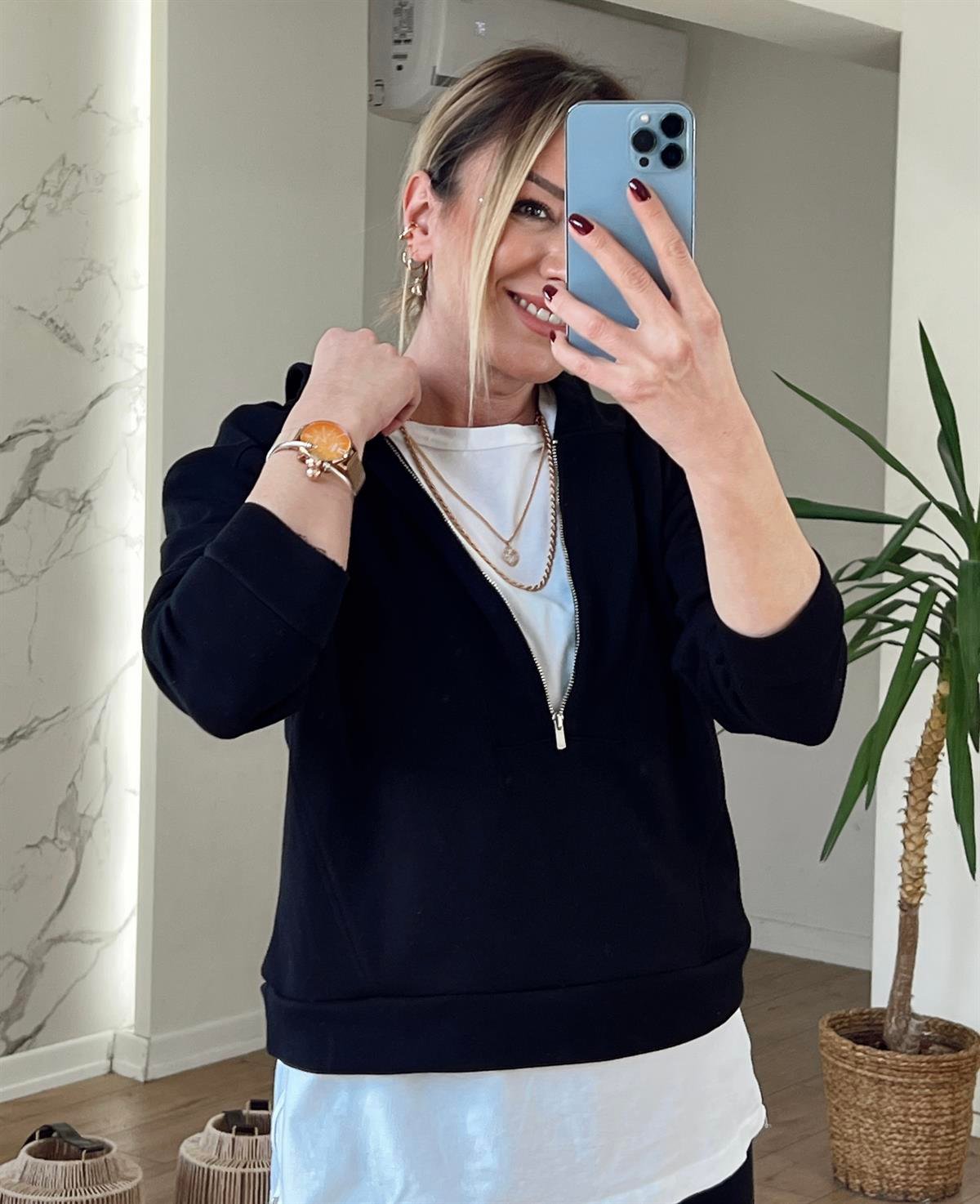 YUMUŞAK DOKULU SWEAT SİYAH