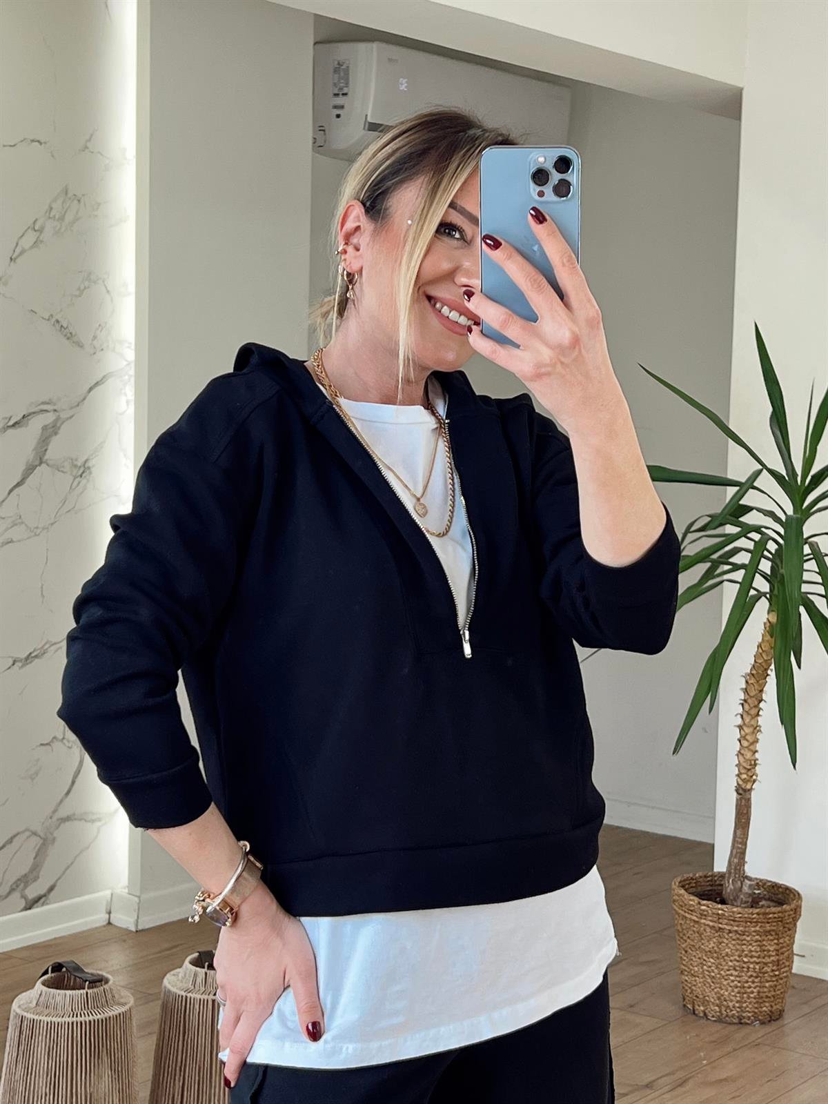 YUMUŞAK DOKULU SWEAT SİYAH