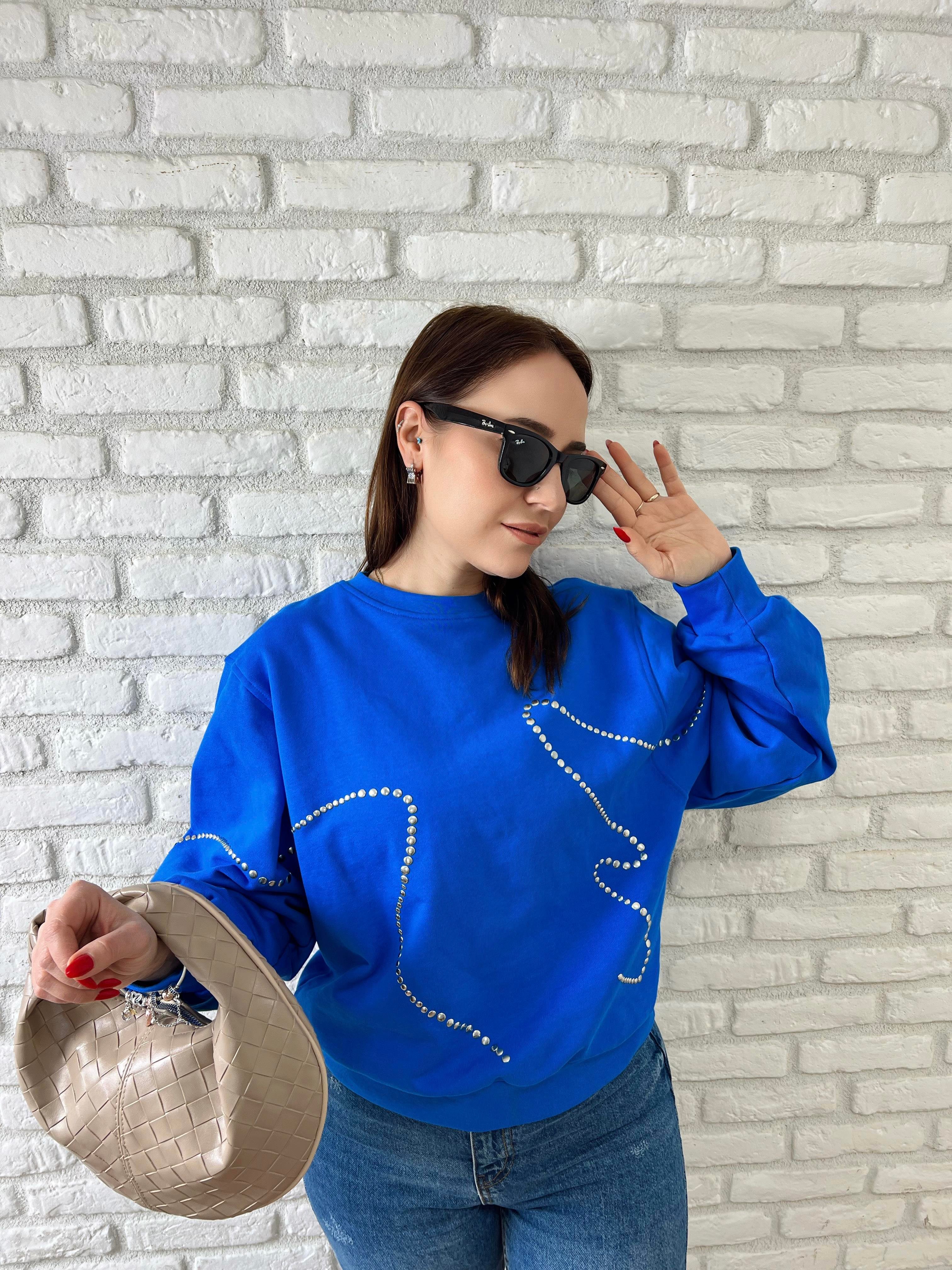Zımba Detaylı Sweat MAVİ
