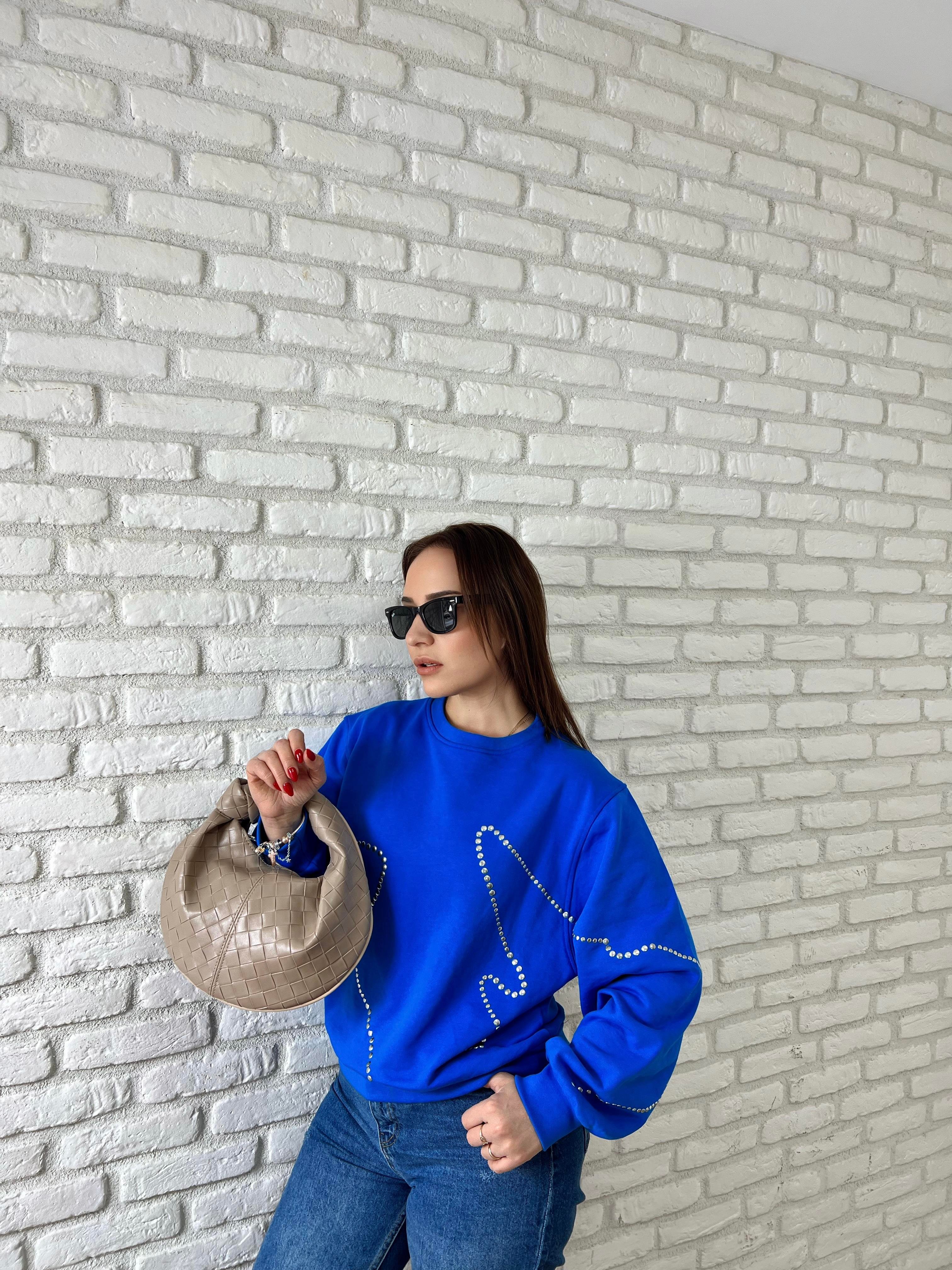 Zımba Detaylı Sweat MAVİ