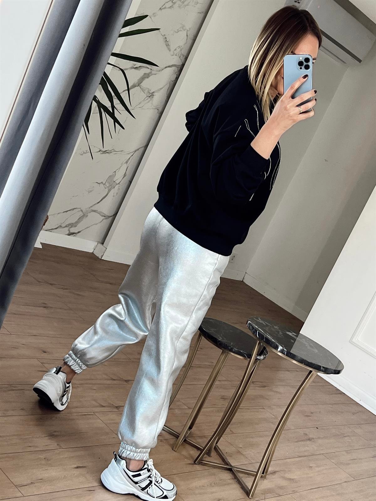 Zincir Detaylı Sweat SİYAH