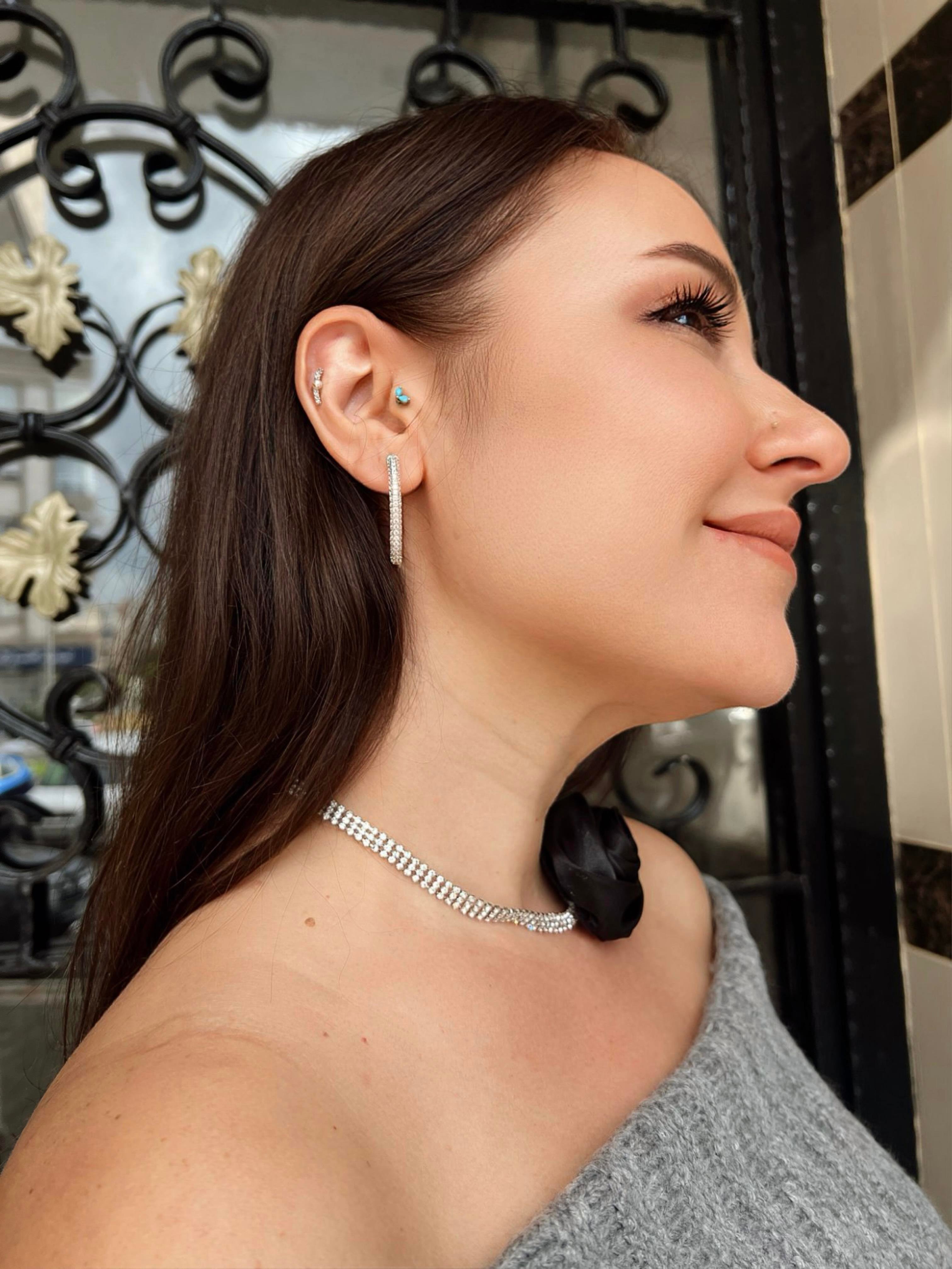 Zirkon Taşlı Oval Küpe SİLVER