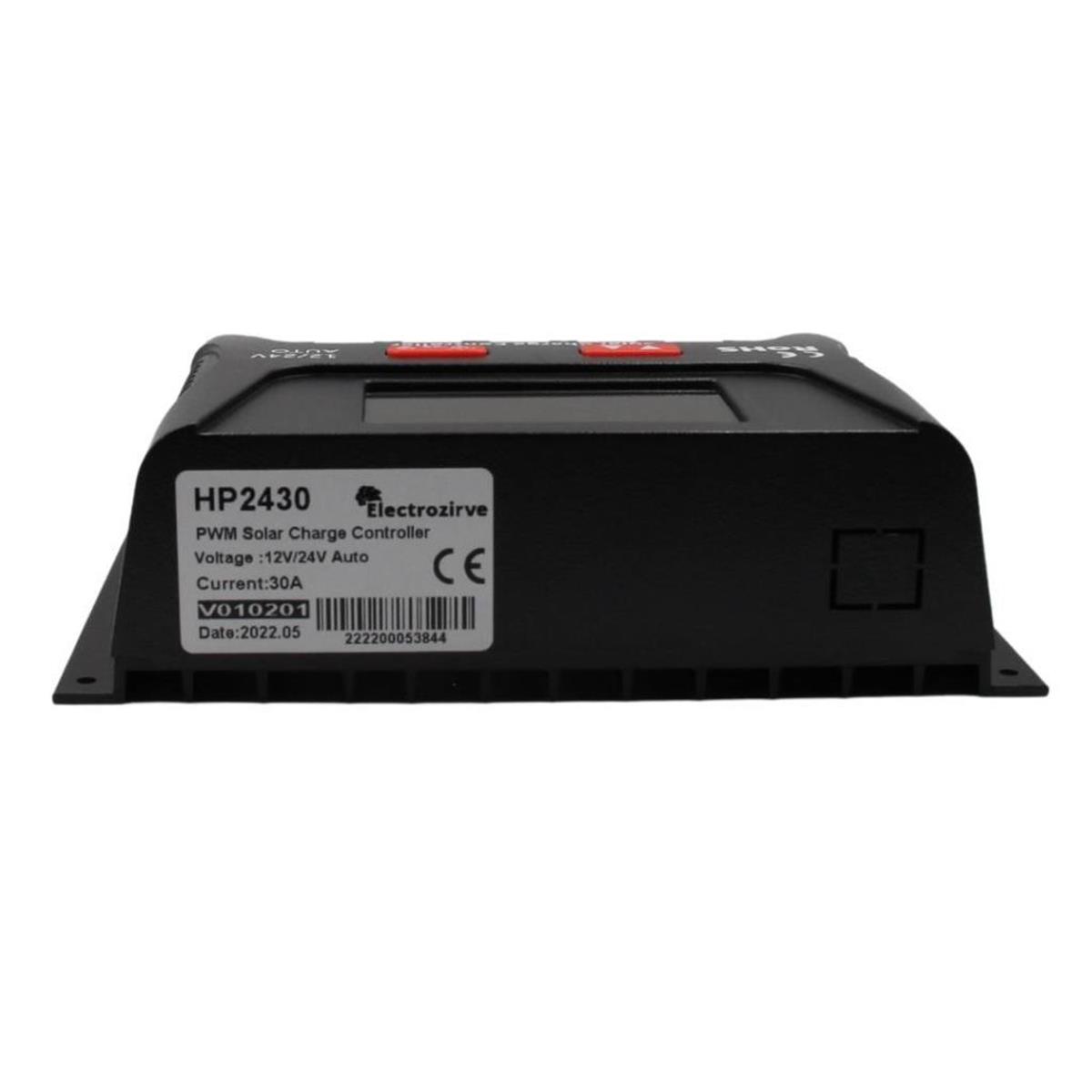 12-24V OTOMATİK 30A PWM Solar Şarj Kontrol Cihazı -  LCD Ekranlı