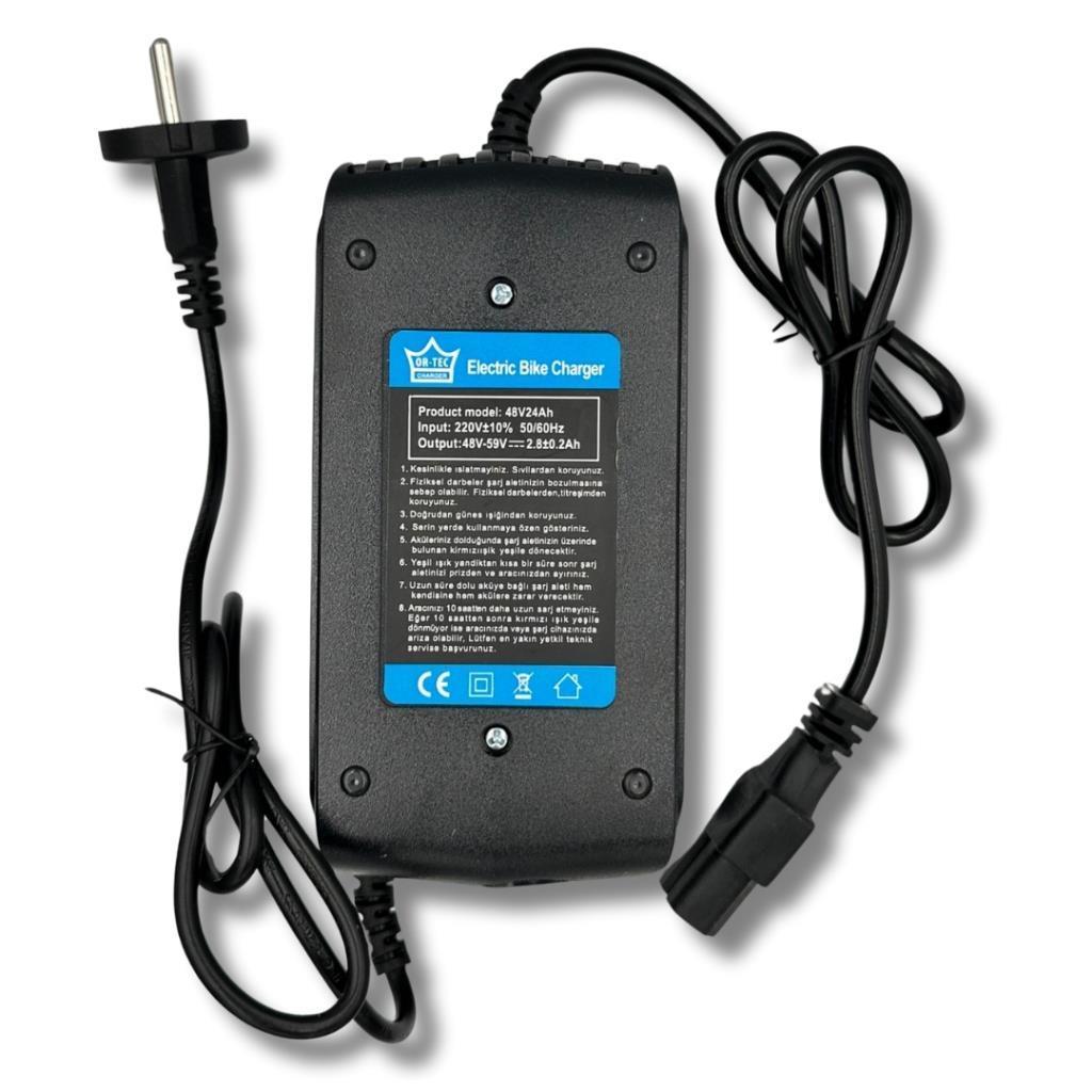 12v 24 Ah Elektrikli Bisiklet Aküsü 4'lü Set Jel Akü ve Ortec 48v 24ah Şarj Cihazı Seti