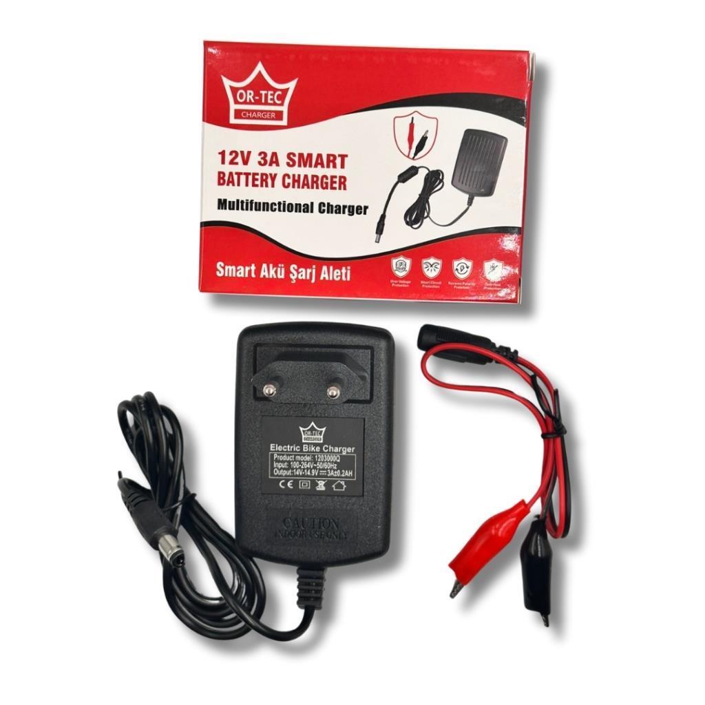 12V 3A Akü Şarj Cihazı Adaptörü Maşalı Pilsan Akülü Araba Uyumlu 